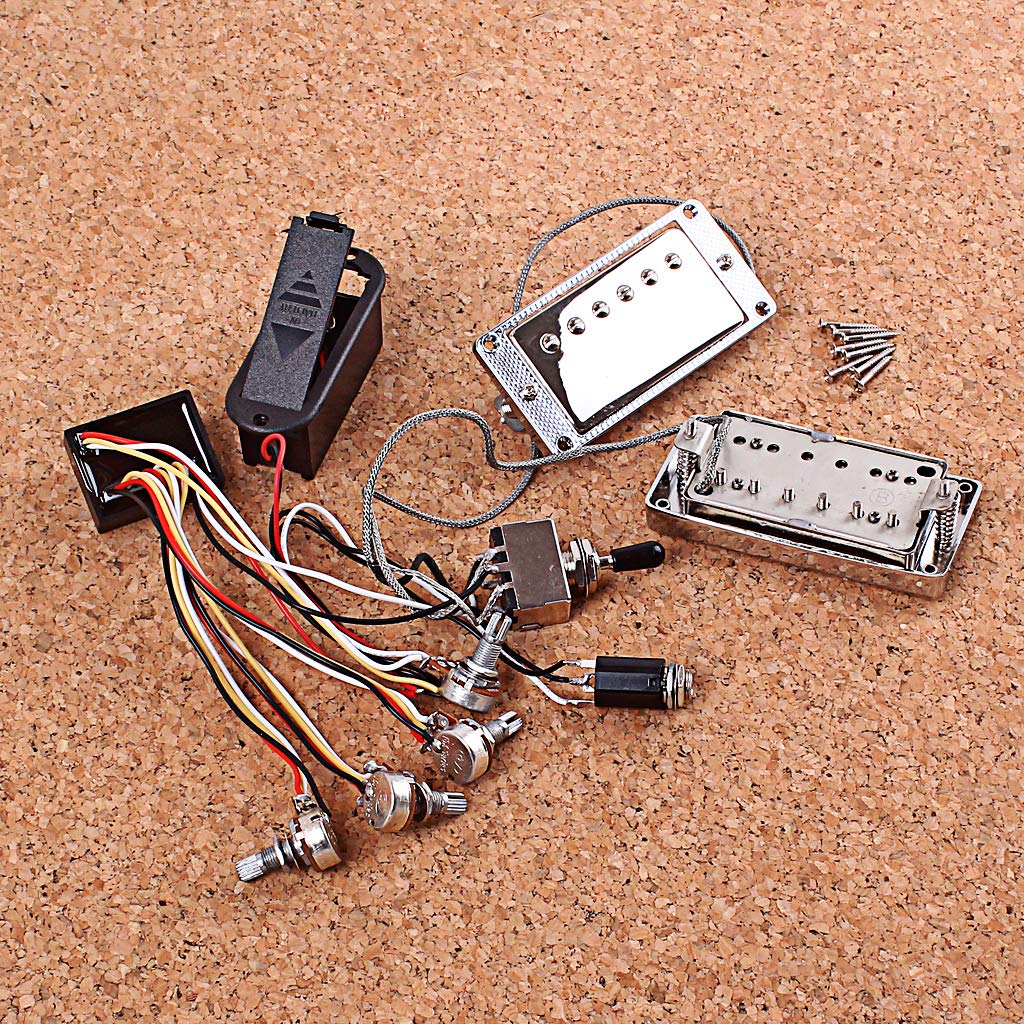 Alnicov 1 juego de pastillas de guitarra LP activas Humbucker con caja de batería de circuito electrónico