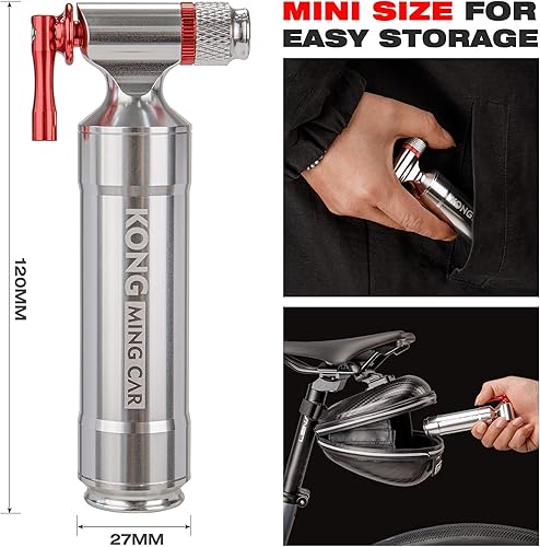 Miniatura 6 de Kits de inflado de CO2, compatible con válvulas Presta y Schrader, bomba de neumáticos de bicicleta de CO2 para bicicletas de montaña y carretera
