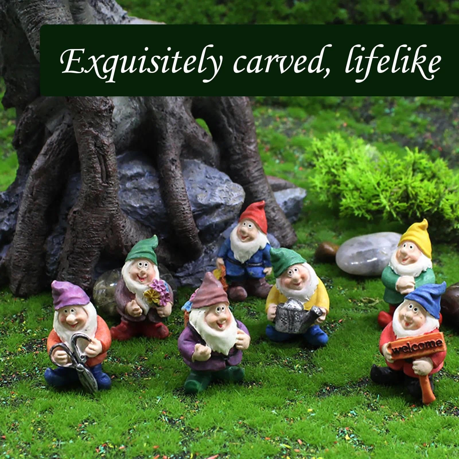 MplehDa miniaturowe krasnoludki ogrodowe, 7 sztuk dekoracji do ogrodu, mini figurka krasnoludka z magicznego ogrodu, figurki krasnoludków z magicznego ogrodu na święta Bożego Narodzenia, do ogrodów