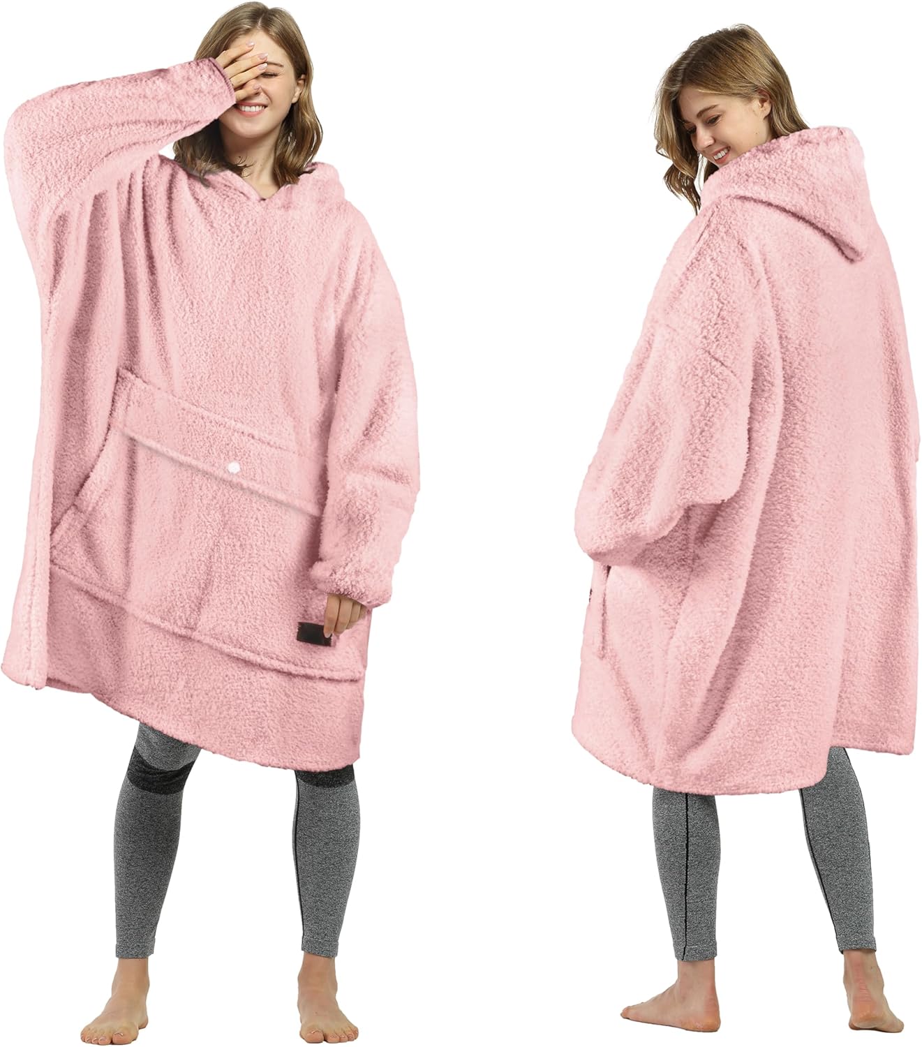 Tirrinia Oversized Wearable Blanket Hoodie, Sherpa Fleece Home Blanket Sweatshirt, Cozy and Warm Blanket with Sleeves, Gift for men and women.