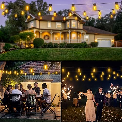 Miniatura 10 de Aialun Tira de luces LED para exteriores, 96 pies, luz de patio trasero exterior con bombillas Edison inastillables de 2700 K, resistente a la