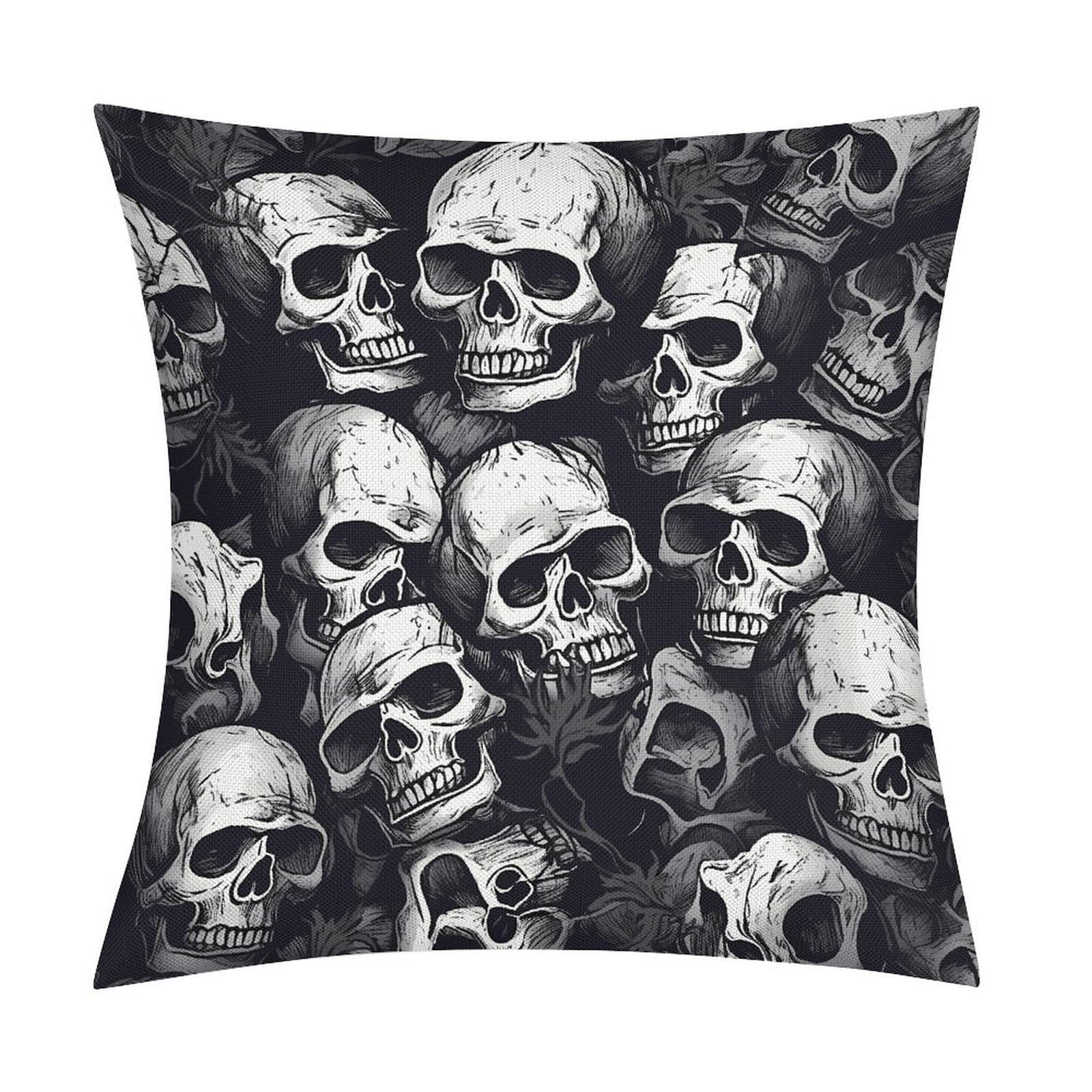 Adfgyerh Style Skulls Pattern1 Pillow Covers Soft And Comfortable Invisible Zipper ，Home Decor 18X18 Inch Edging Technology，Throw Pillow Covers For Couch Sofa Bedroom Living Room.