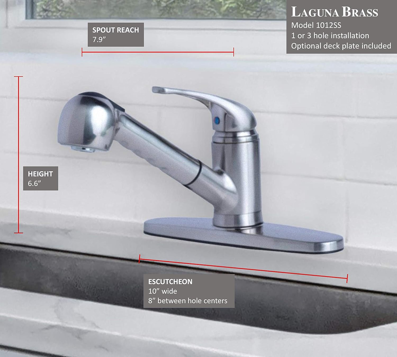 Laguna Brass 1012SS Single Handle Pull-Out Kitchen Faucet Stainless Steel Finish