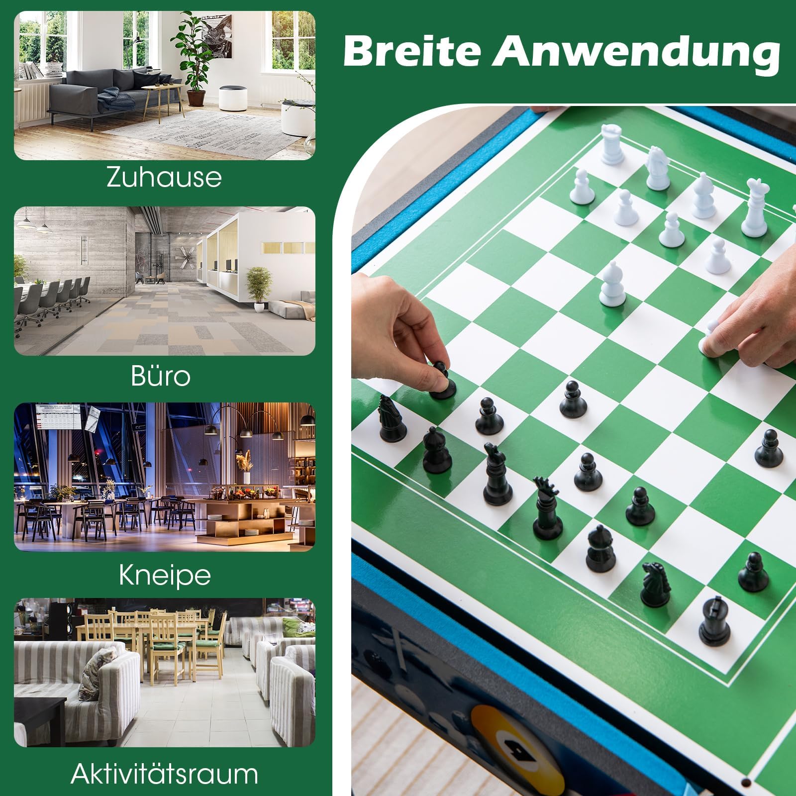 COSTWAY 12 in 1 Spieltisch, Multifunktionstisch mit Tischfußball, Airhockey, Billard, Tischtennis, Schach, Bowling, Shuffleboard, Kombi-Tisch Tischkicker für Zuhause, Büro, Bar