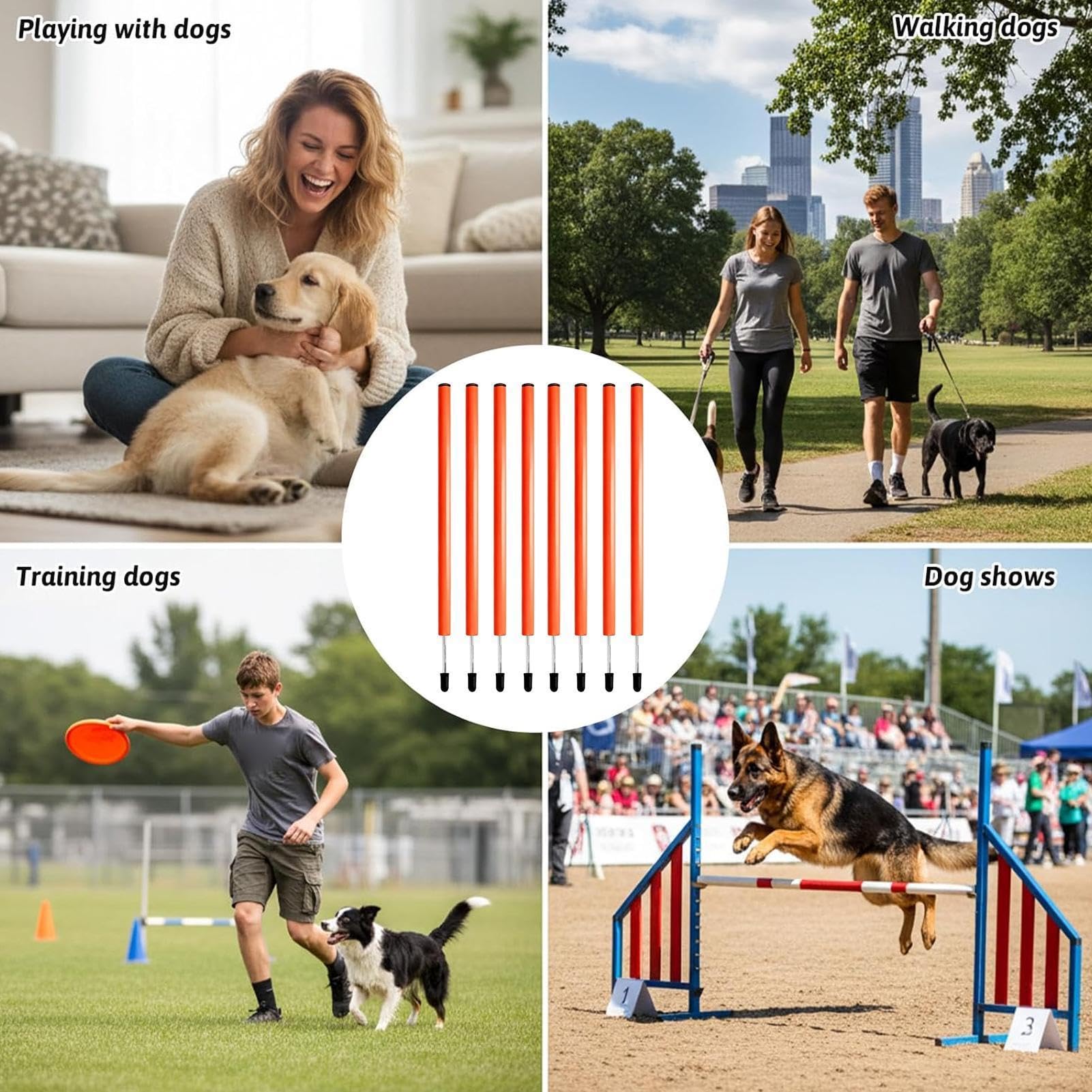 Hunde-Slalomstangen 8-teiliges leichtes tragbares Outdoor-Trainingsgerät