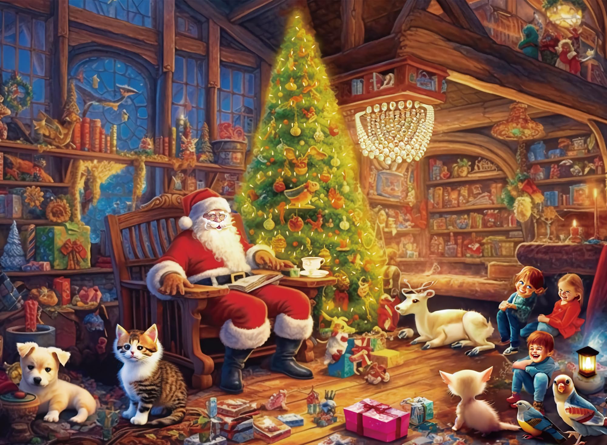 Puzzle für Erwachsene 1000 Teile Weihnachtsmann Familie 70 x 50 cm Puzzles für Erwachsene Pädagogisches Spiel Herausforderung 1000 Teile Puzzles für Erwachsene
