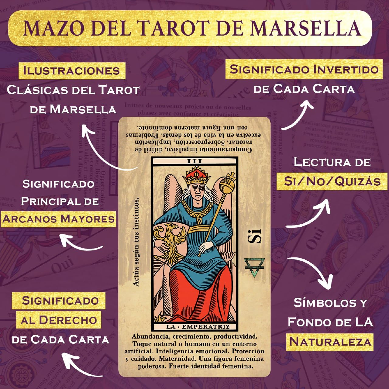 Witchy Cauldron Tarot de Marsella para Principiantes en Español - 78 Cartas con Significados e Interpretación Fácil - Tarot Clásico Divinatorio