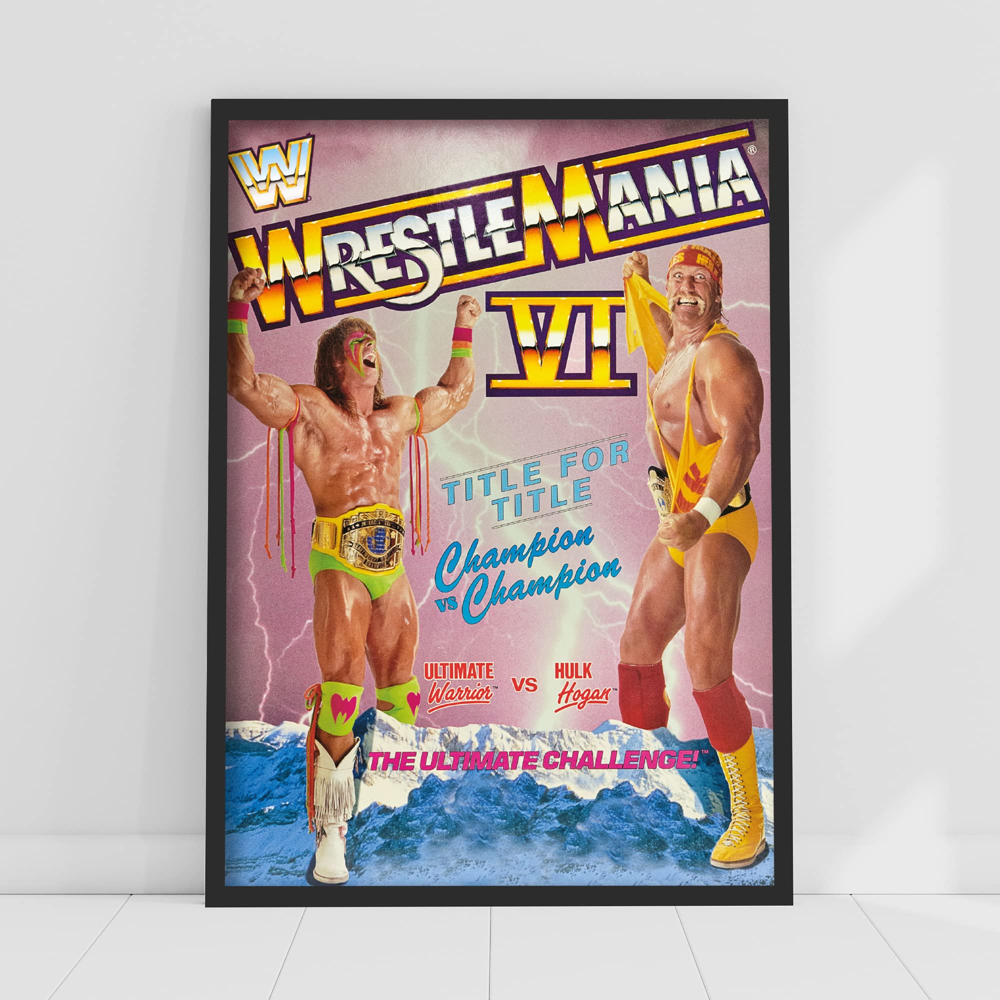 Themed Pink Wwe Print - Wrestlemania Ultimate Warrior And Hulk Hogan Poster Wrestling Wall Art (A4-21Cm X 29.7Cm)