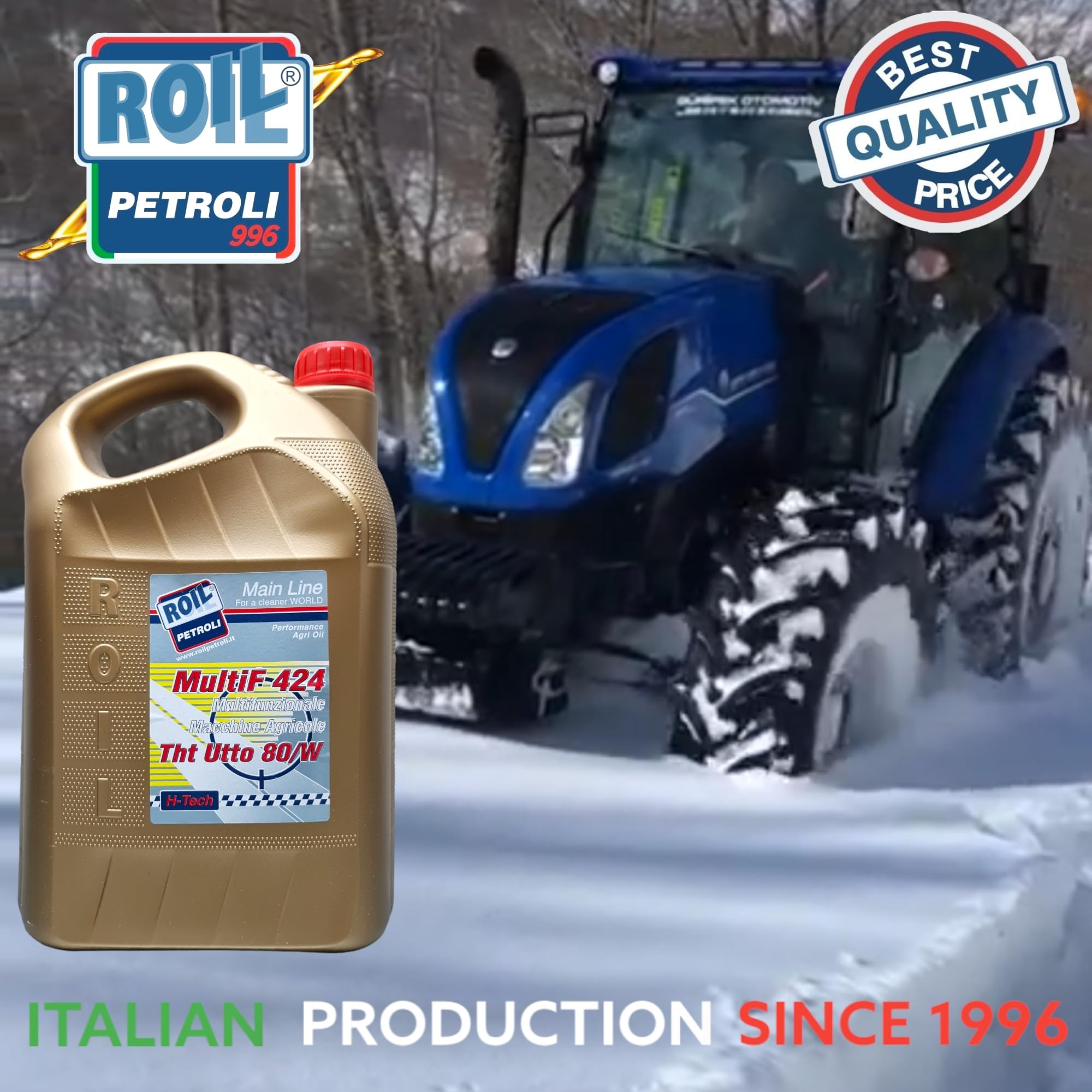Roil UTTO 424 THT 80W - Olio per la lubrificazione di organi di trasmissioni, impianti Idraulici, Freni e frizioni in Bagno d’Olio di macchinari agricoli e Movimento Terra. (5 Litri)