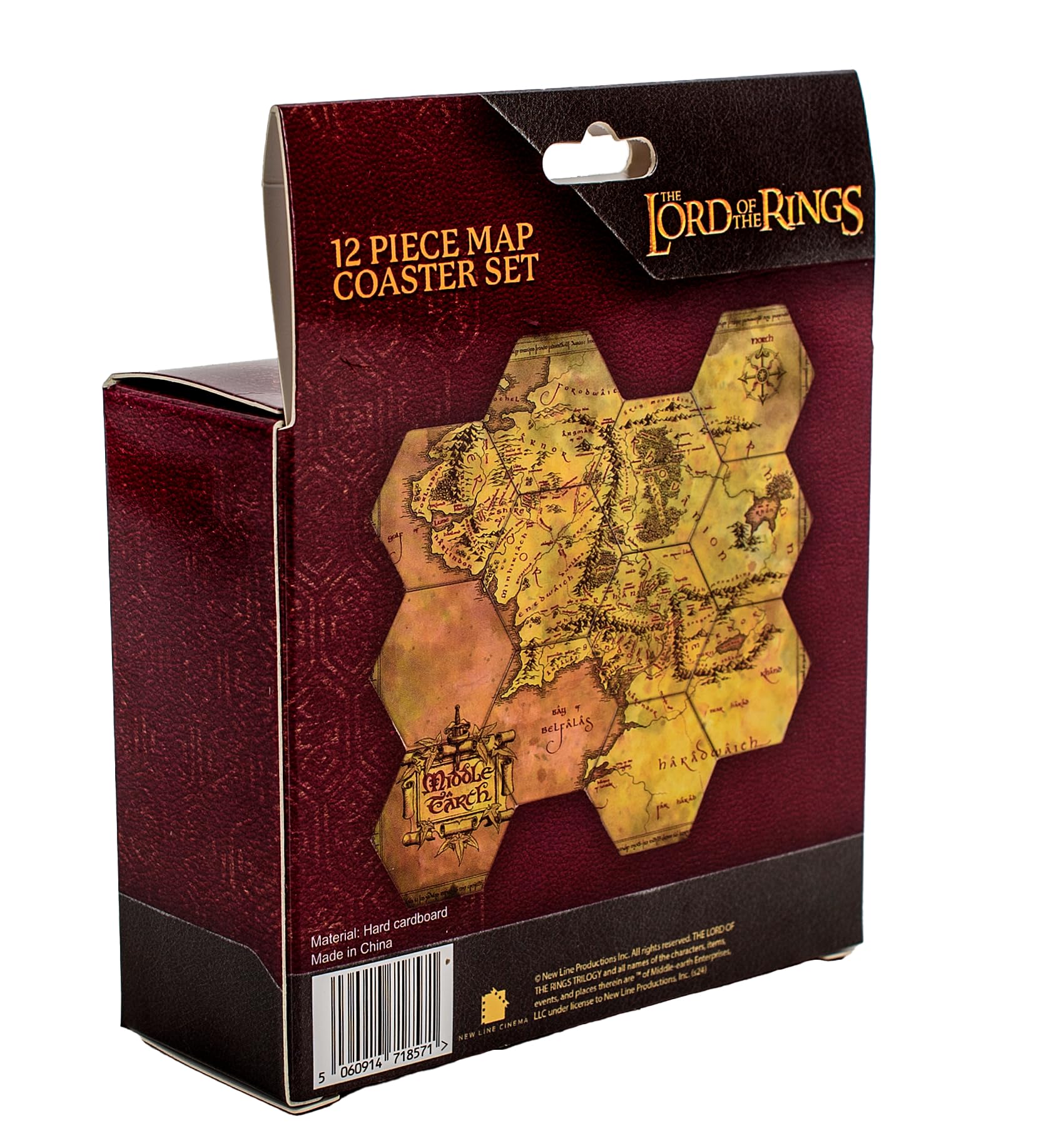 Juego de posavasos hexagonales El Señor de los Anillos: la Tierra Media, licencia oficial, decoración coleccionable