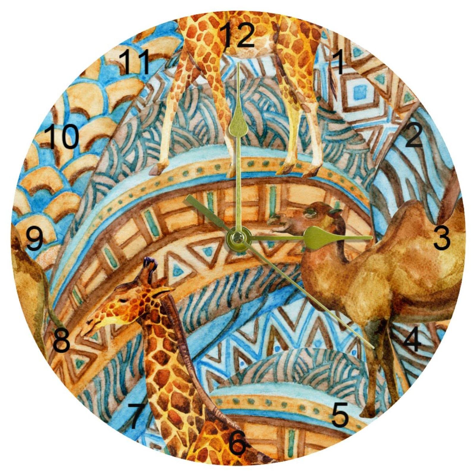 Horloge murale africaine cuisine et bureau pendule ronde 25 cm silencieuse