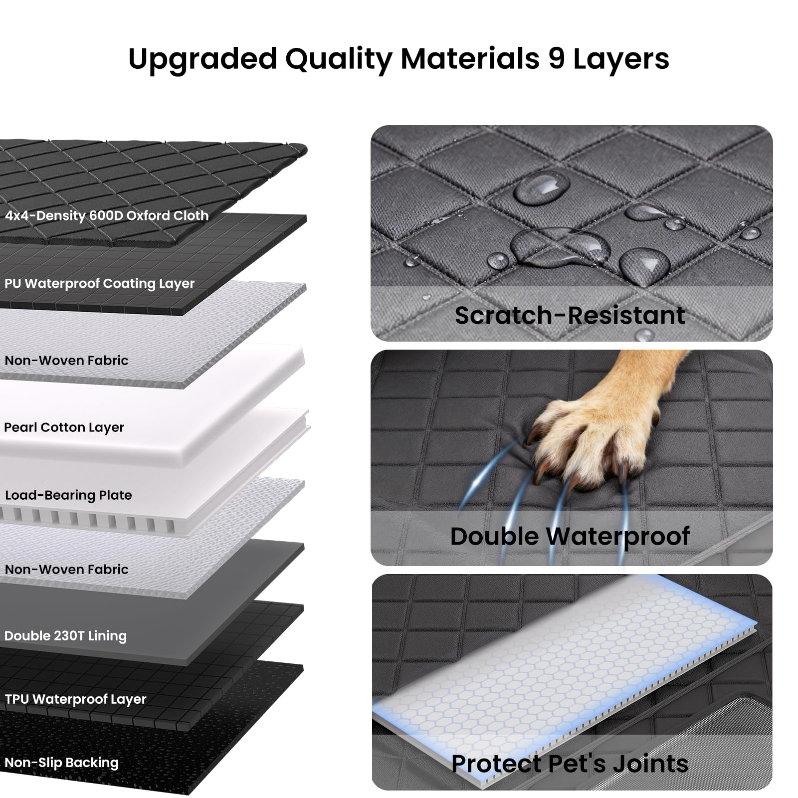 Back Seat Extender for Dogs, Waterproof Dog Car Seat Cover for Back Seat with Hard Bottom, Heavy Duty Dog Hammock for Car,Scratch Proof NonSlip, Upgraded Material, SUV, Sedan Medium Truck, Gray - image 4