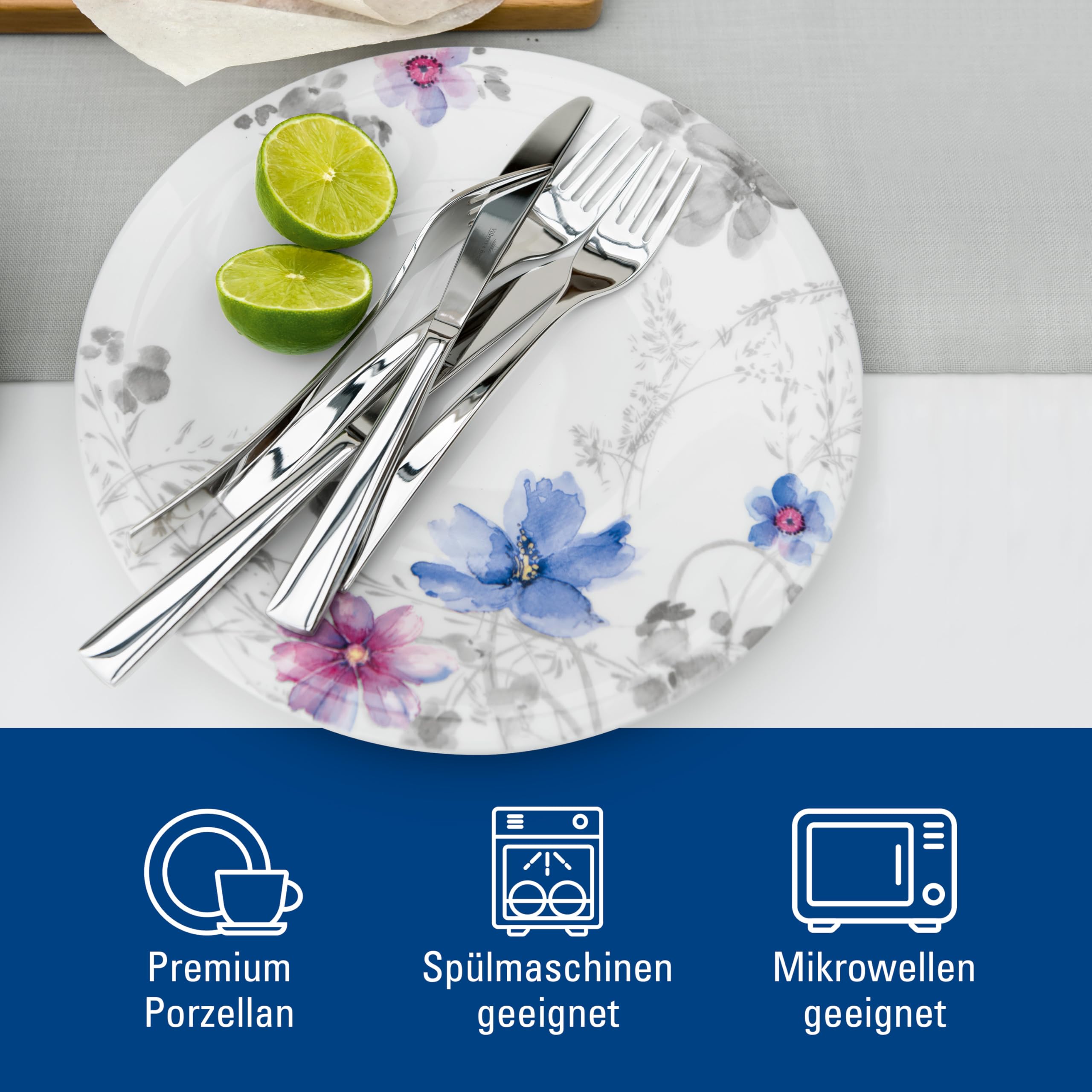 Amazon.com: Villeroy & Boch Mariefleur Gris Basic Dinner Set for