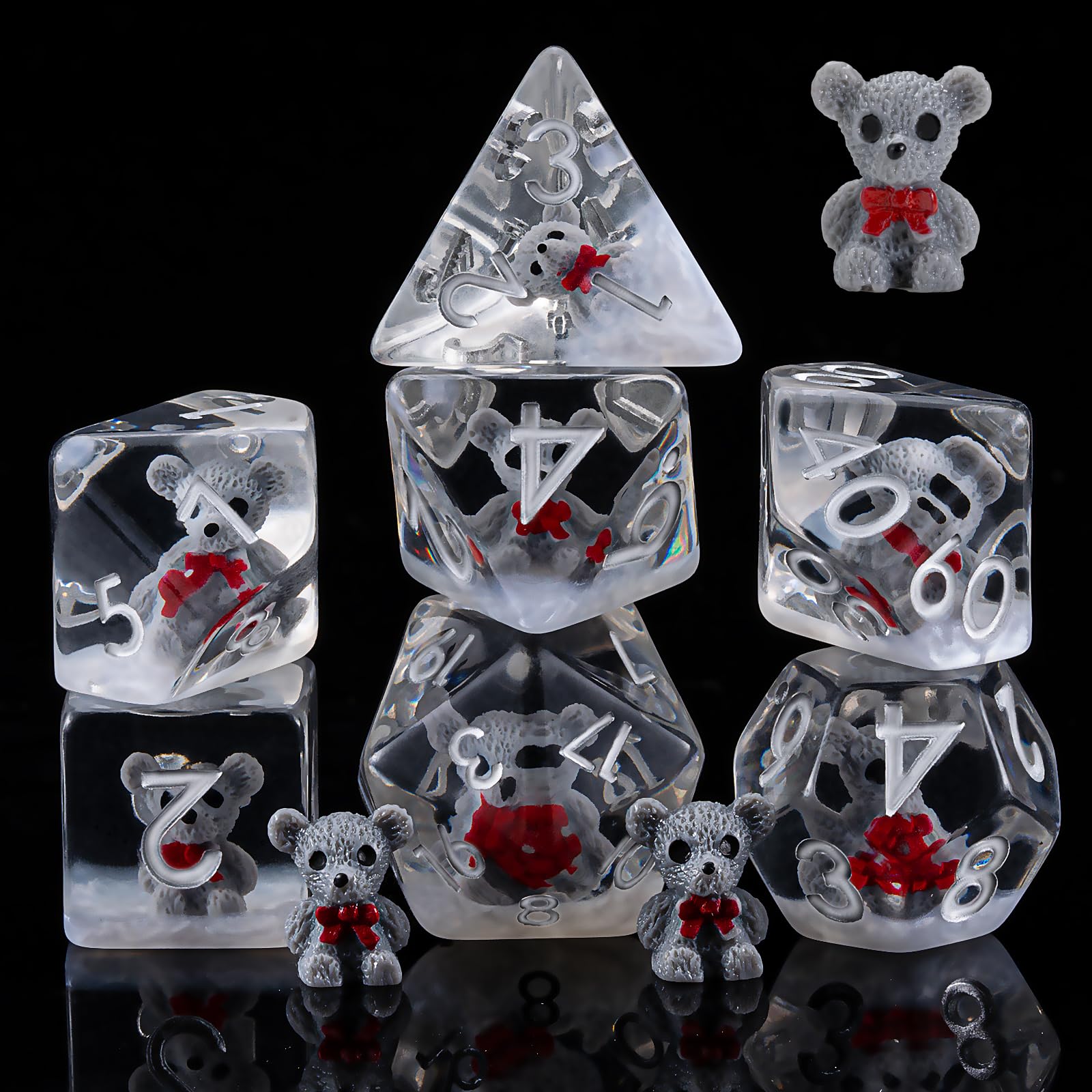 Bear DND Resin Dice Set, Polyhedral D&D Dice Animal Inclusion Dice D and D for Dungeons and Dragons MTG RPG Board Games