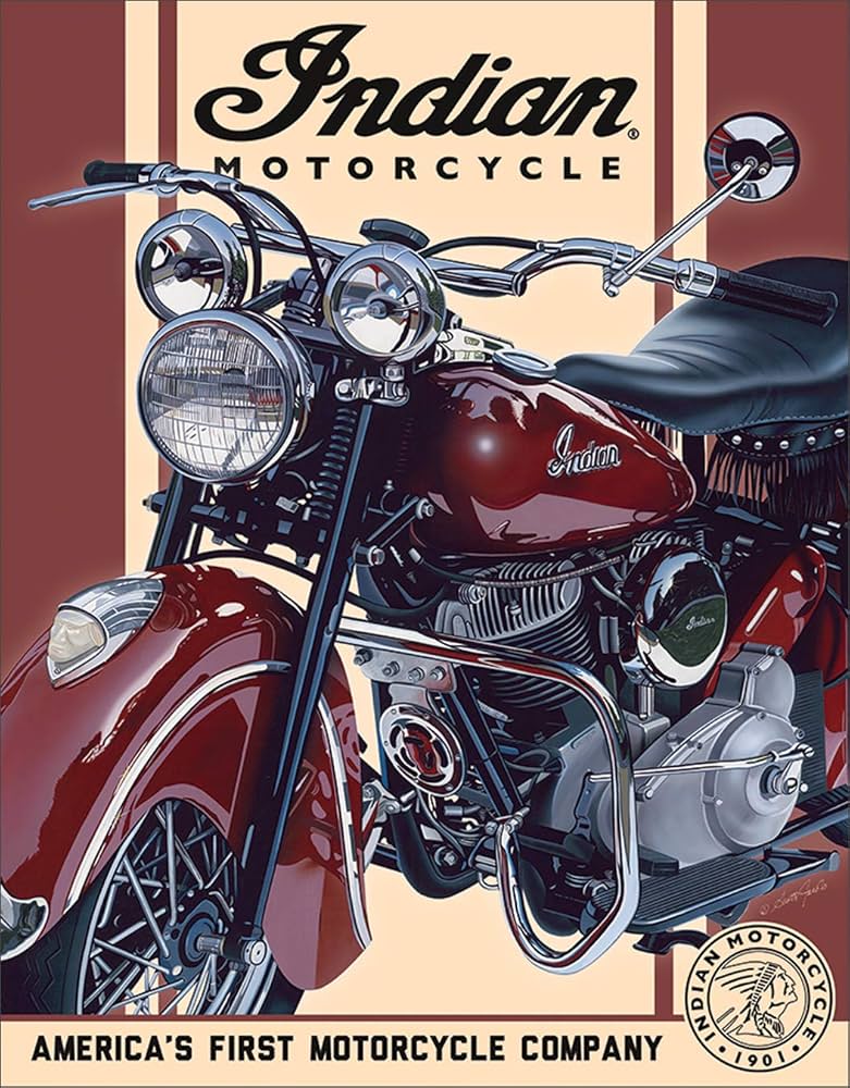 CGP　インディアンモーターサイクル 看板 インディアン ブリキ看板 1934 Indian Motorcycle バイク