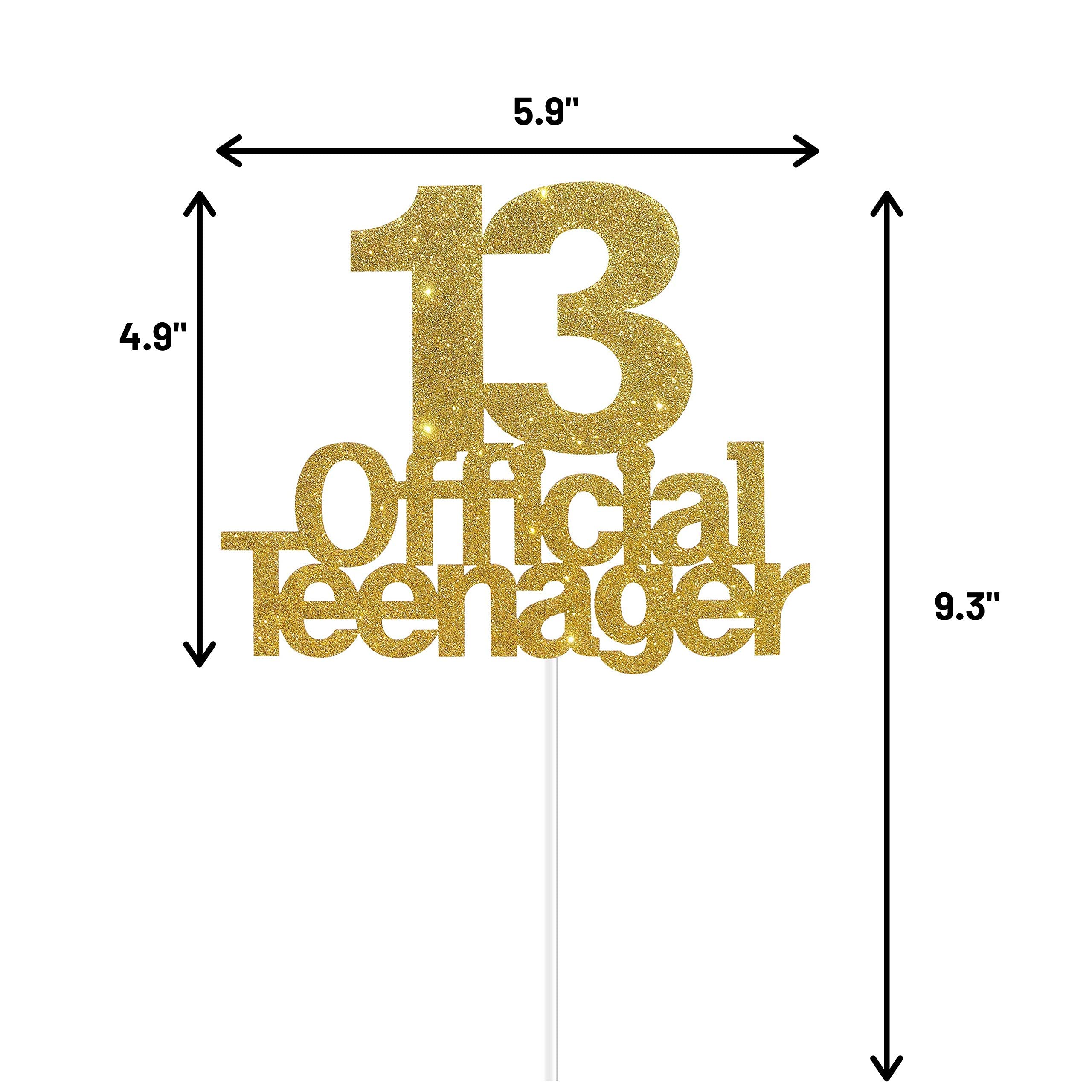 ALPHA K 13 Official Teenager Cake Topper, 13th Birthday Cake Topper, Birthday Party Decoration with Premium Gold Glitter