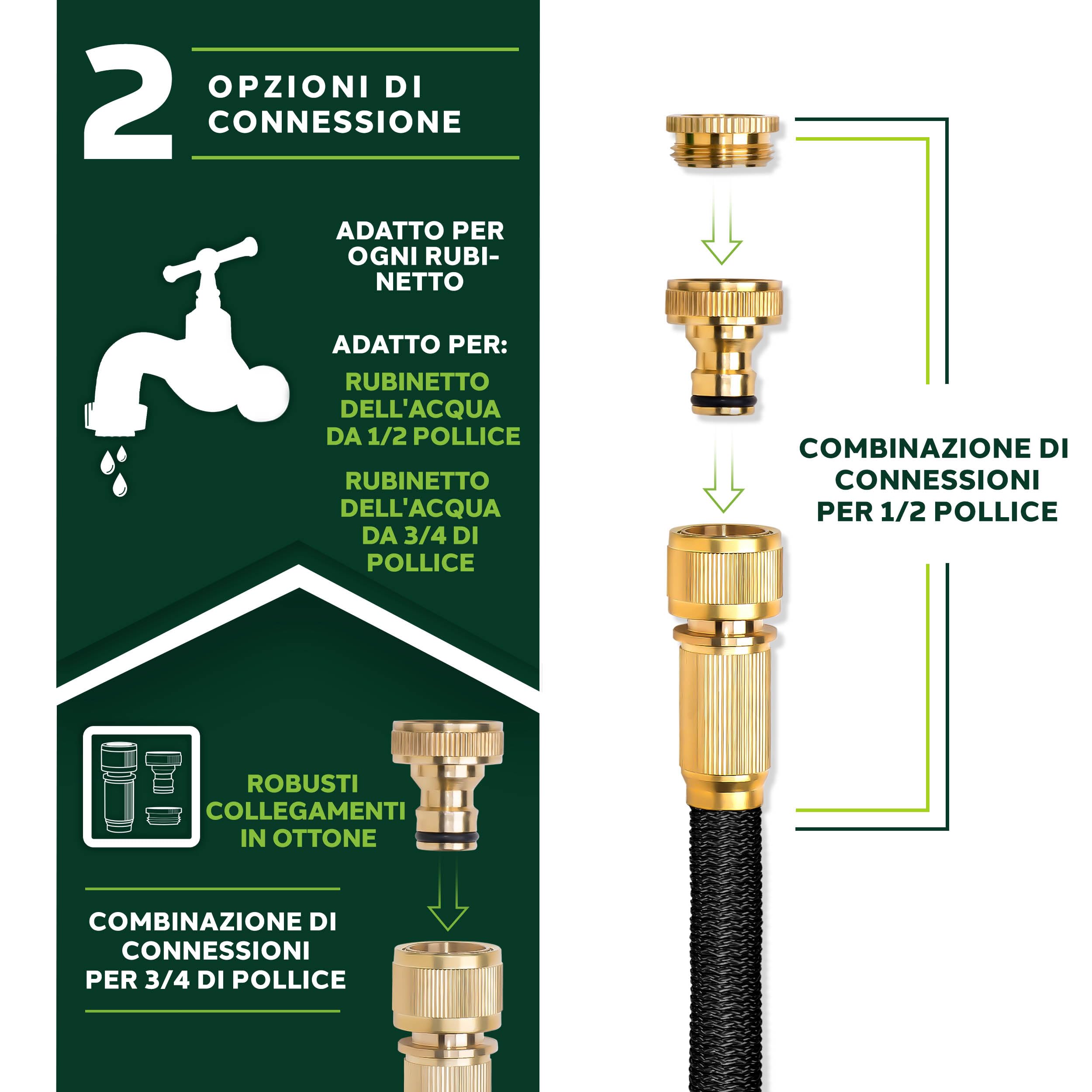 TRESKO Tubo da giardino Espandibile da 22.5M | Materiale in lattice | Ultra Resistente con Pistola da innaffioa 10 funzioni + Raccordo in Ottone