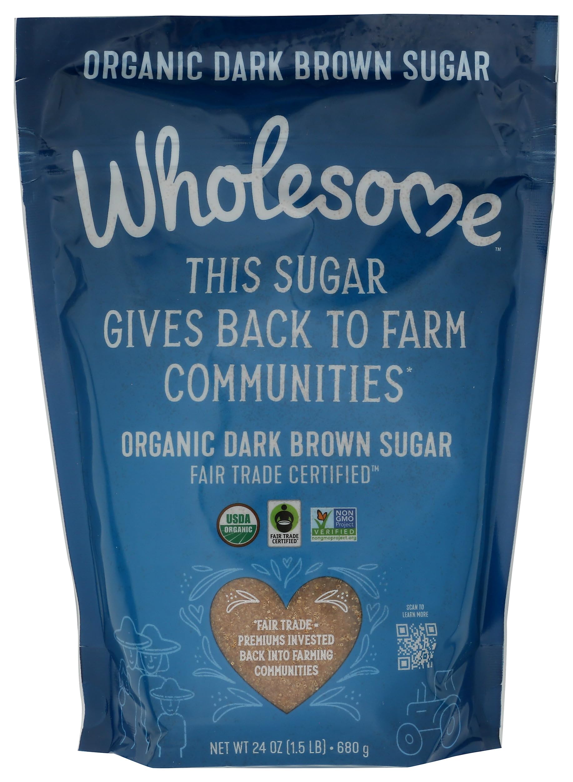 Wholesome Fair Trade Organic Dark Brown Sugar, 24oz, 1-Pack