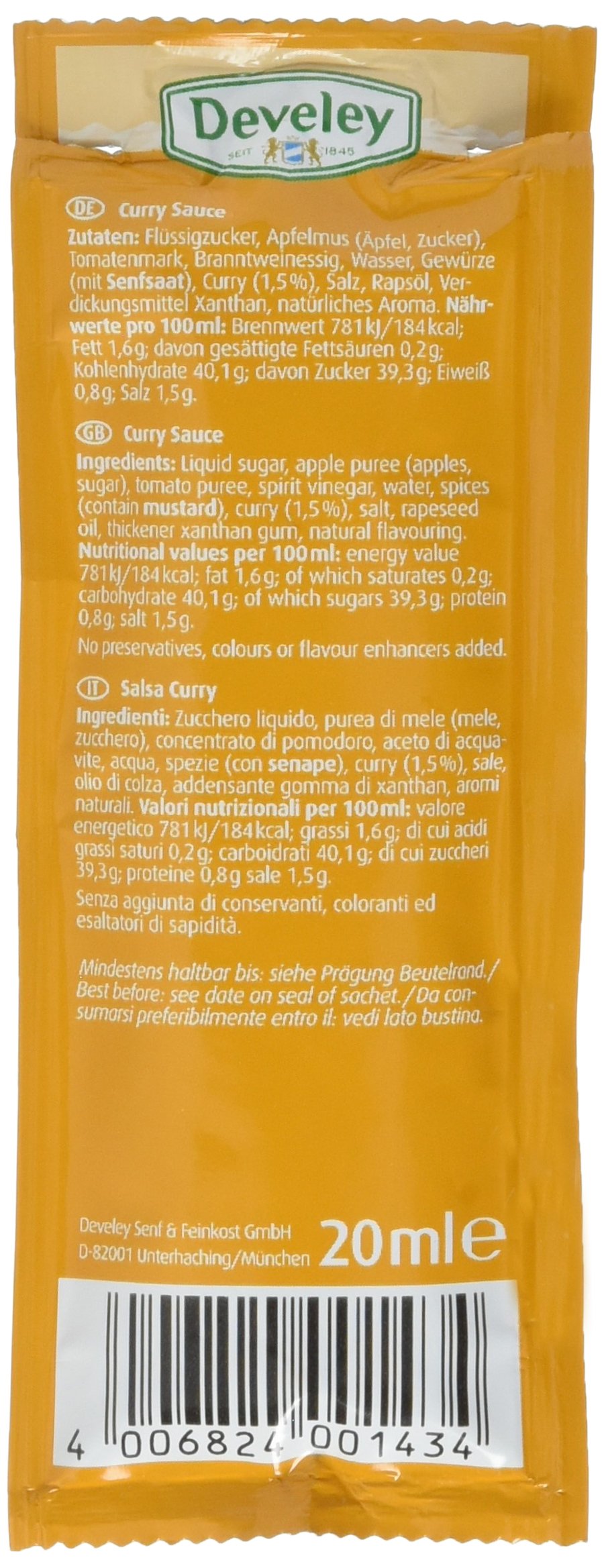DEVELEY Curry Sauce, 150er Pack (150 x 20 ml)
