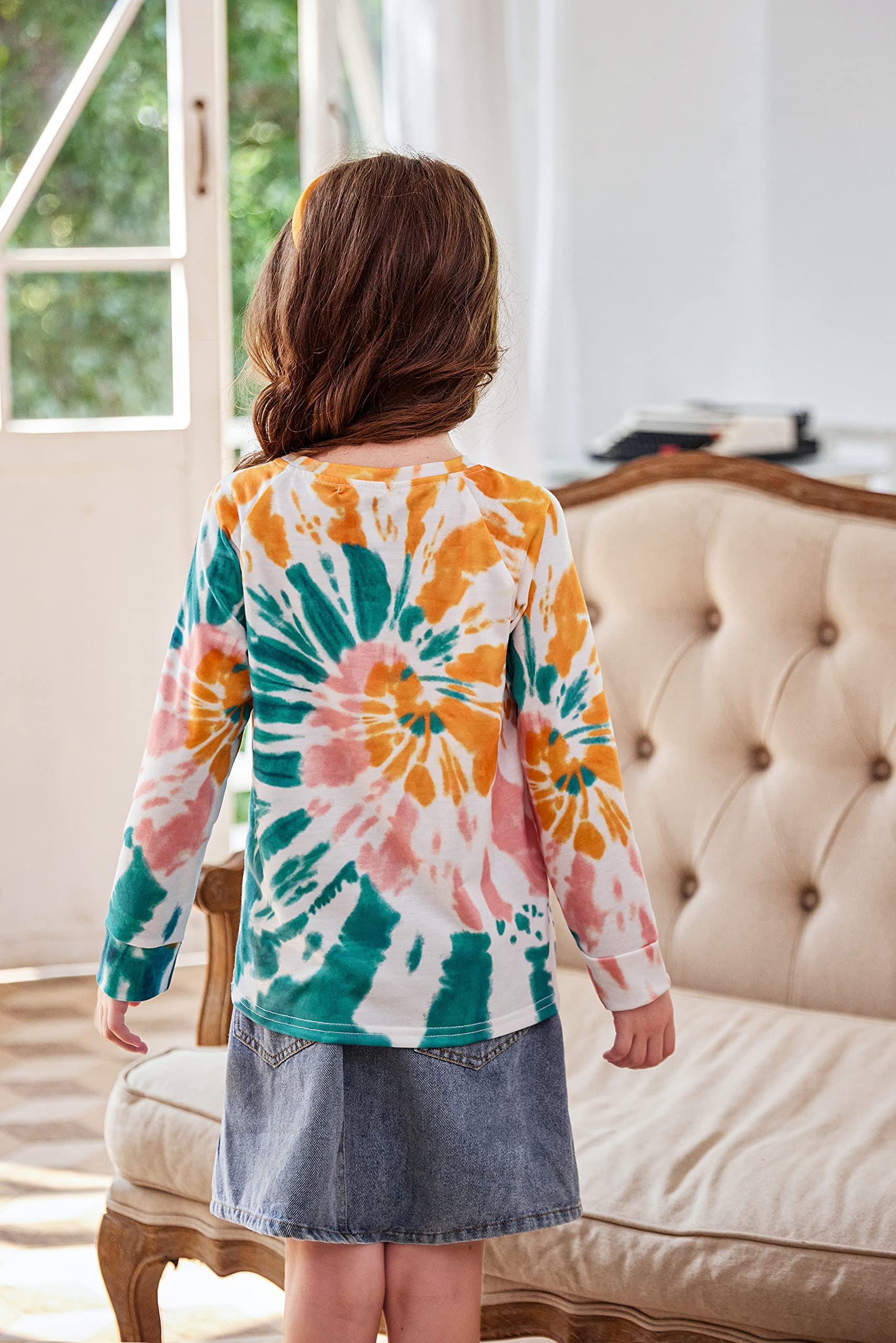 Arshiner Ragazze T-Shirt a Manica Lunga Bambini Tempo Libero Felpa Autunno Inverno Manica Lunga Top Colorati Magliette per Ragazze 4-14 Anni