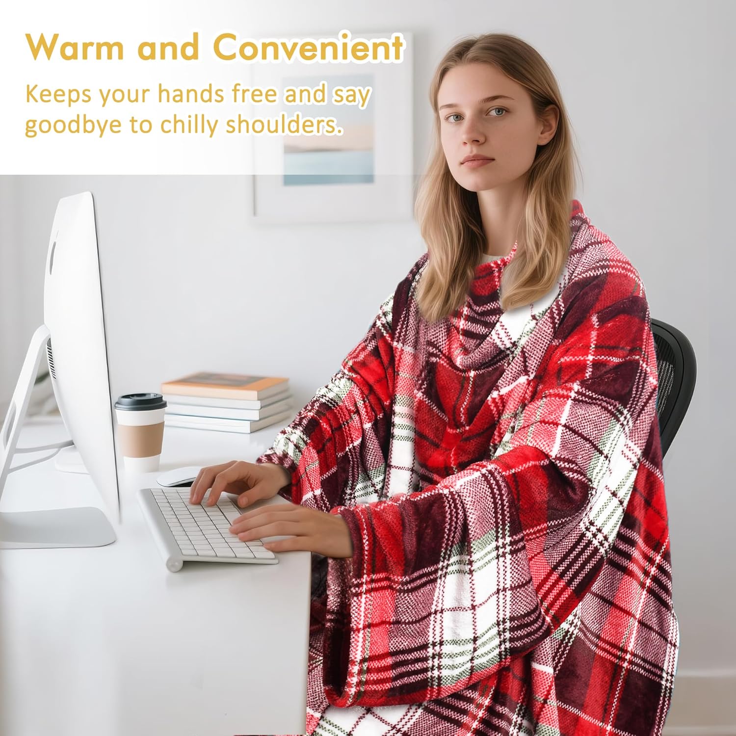 Catalonia Wearable Blanket with Sleeves and Pocket, Cozy Soft Fleece Mink Micro Plush Wrap Throws Blanket Robe for Women and Men