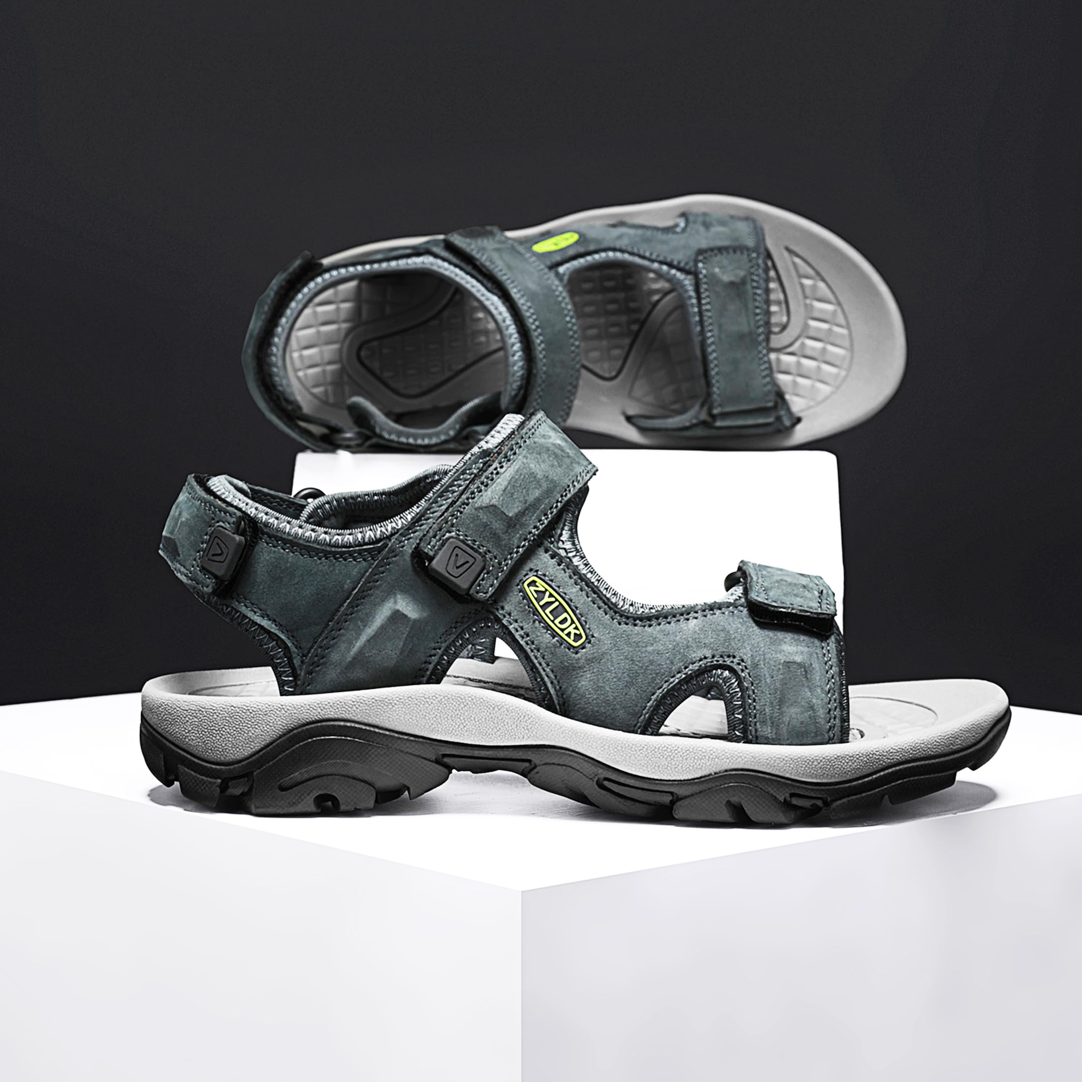 Sandale Homme Cuir Été Bout Ouvert Sandale de Sport Été Extérieur Chaussures de Sport d'eau Plage Confortable