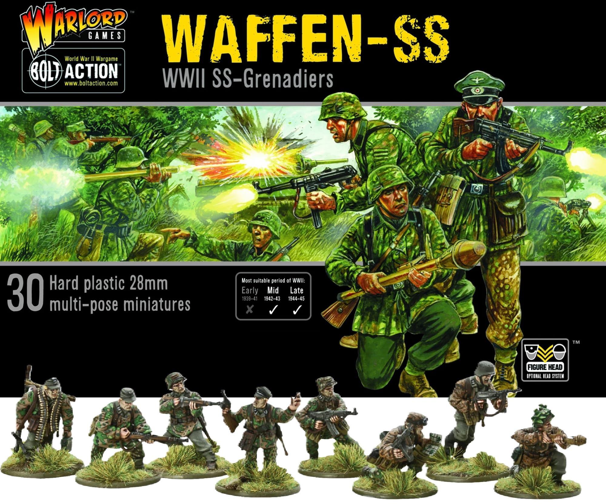 Warlord Games Waffen-SS - 28mm Scale Plastic Miniatures for Bolt Action Highly Detailed World War 2 Miniatures for Table-top Wargaming