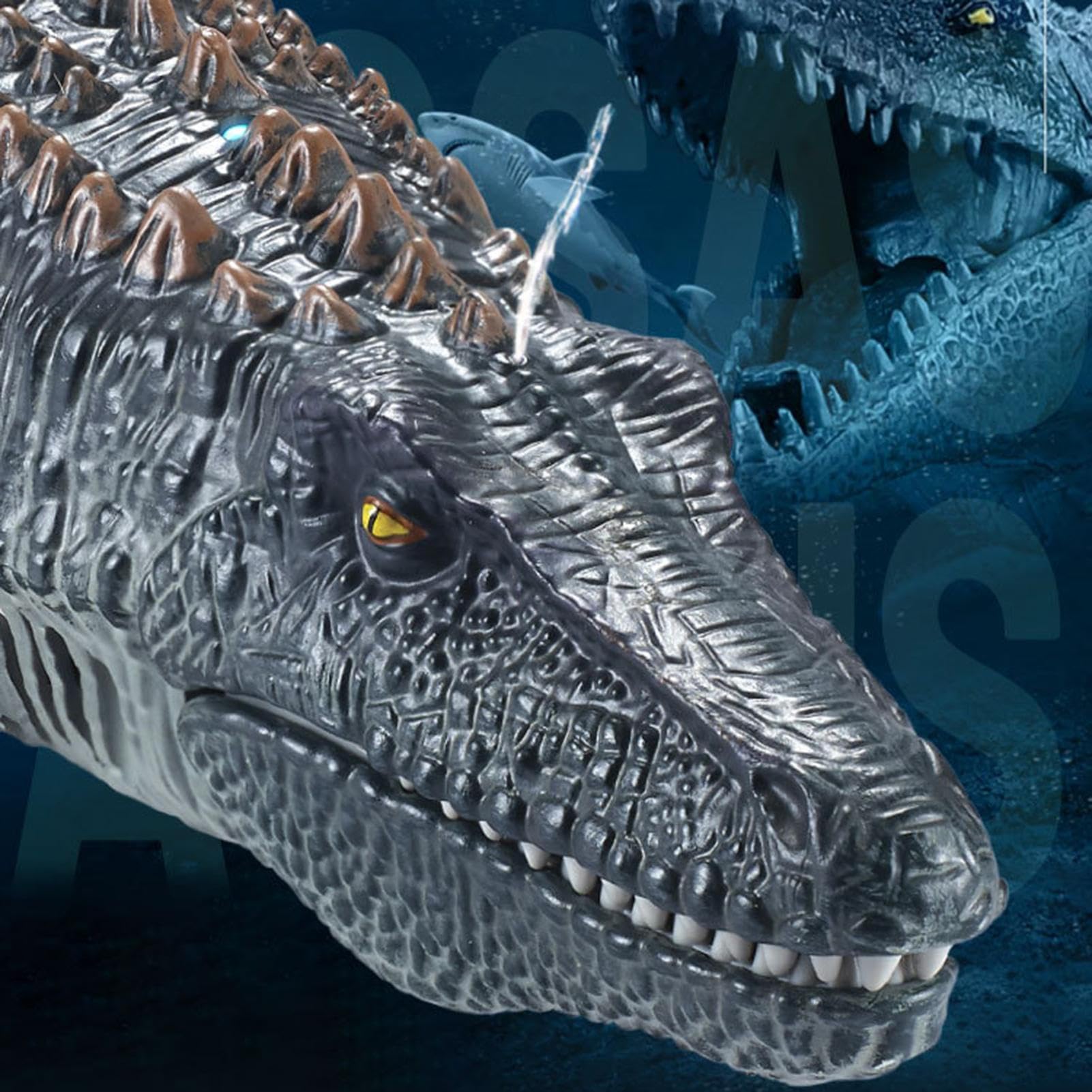 Generico Mosasauro de Agua | Juguetes para niños para el agua, de piscina Mosasaurs teledirigidos para niños, de simulación Mosasaurus con luz y agua rociada p