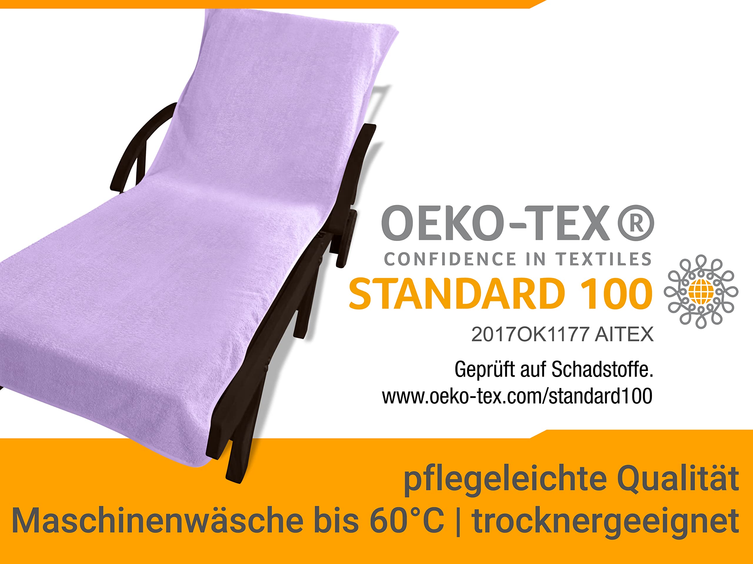 npluseins 1594.2319 - Set di 2 cuscini per lettino prendisole e sdraio da giardino, 70 x 200 cm, colore: lilla