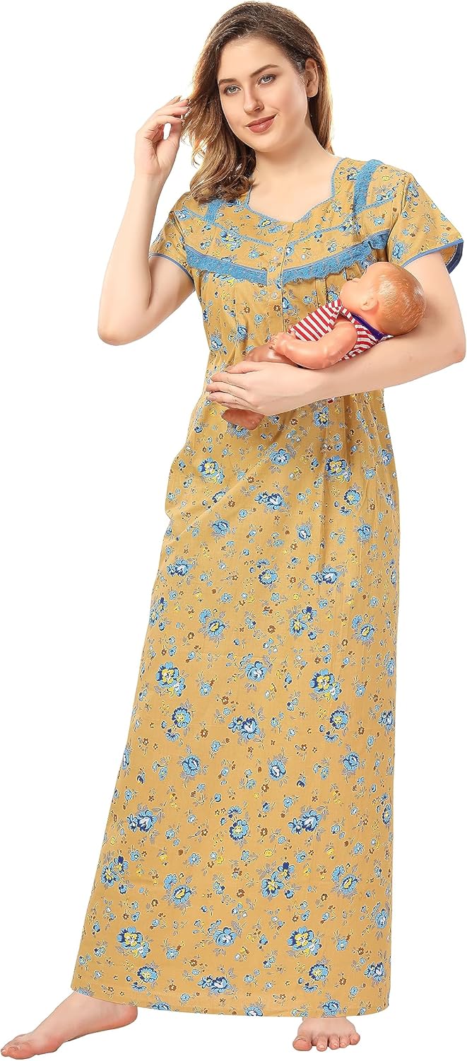 Women’s Cotton Paisley Maxi Feeding Nighty Women’s Cotton Paisley Maxi Feeding Nighty
