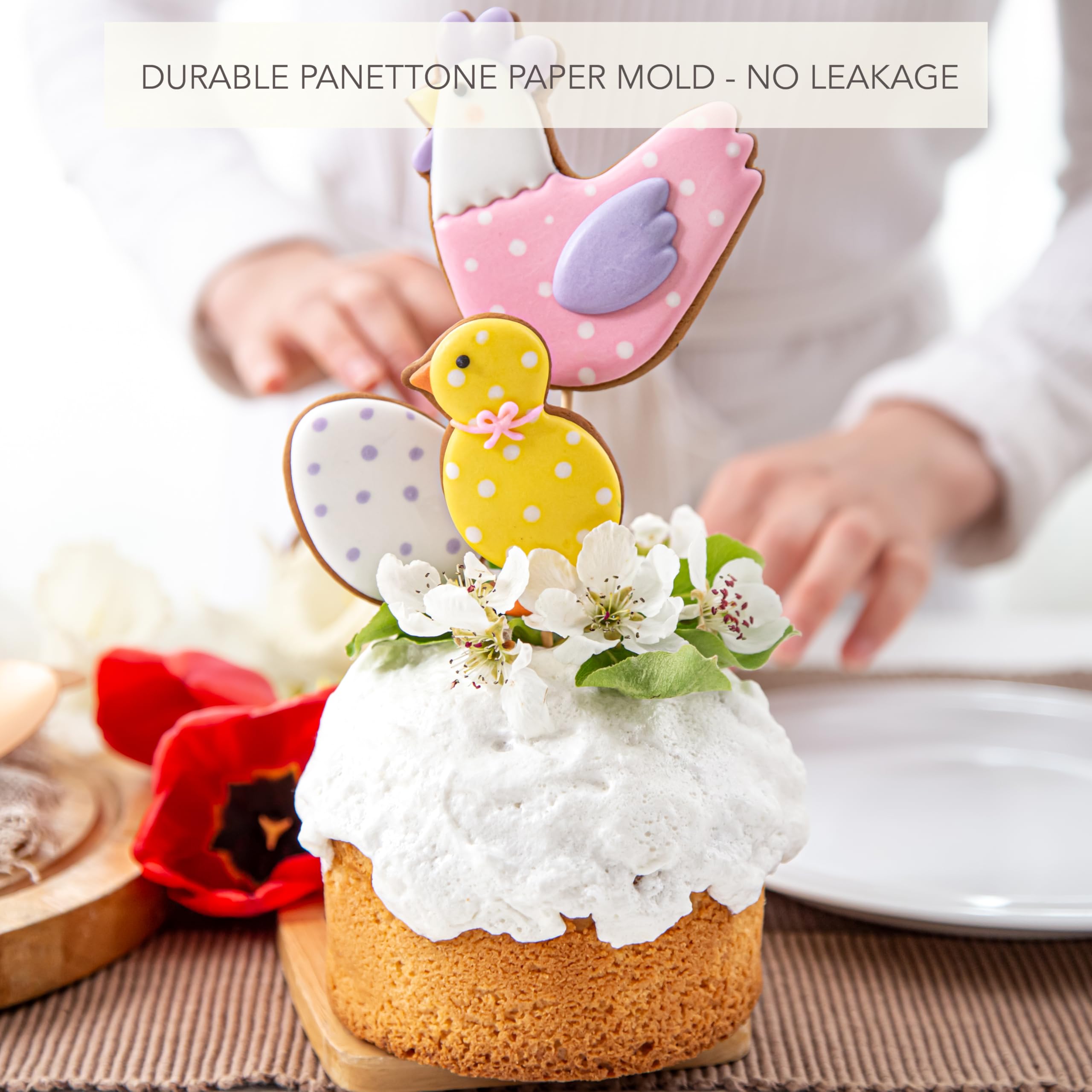 Premium Panettone Papierform, groß, 680 ml, stabile Osterbrotform, Paska für Kuchen, 15,2 cm, Kulich- und Osterbrotformen, 700 g, 6 Stück