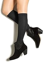 Vista 15 de Medias de apoyo alto hasta la rodilla para mujer, nailon de compresión de 10-15 mmHg (negro, S)