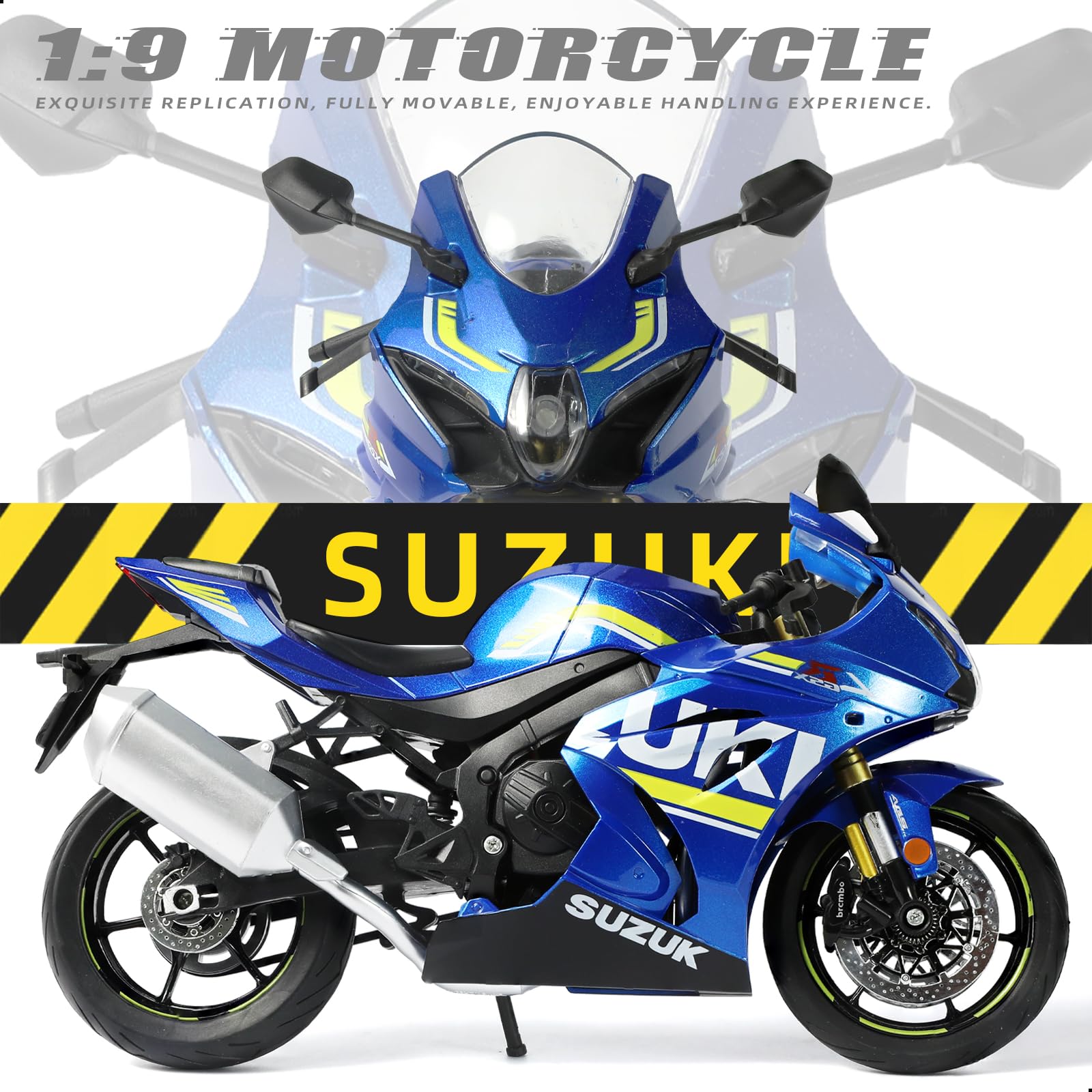 Risopen Model motocykla 1:9 do Suzuki GSX R1000R metalowy odlew ciśnieniowy model motocykla nie wymaga montażu, mini wykończony Moto Classic Collection prezent dla dorosłych (niebieski)