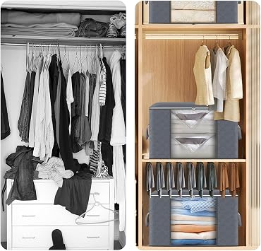 ASelected 3 Pack Clothes Storage Bag, 60L Underbed Storage Boxes with Lids, Foldable Moving Boxes with Clear Window Storage for Clothes Duvets Blankets Bedding