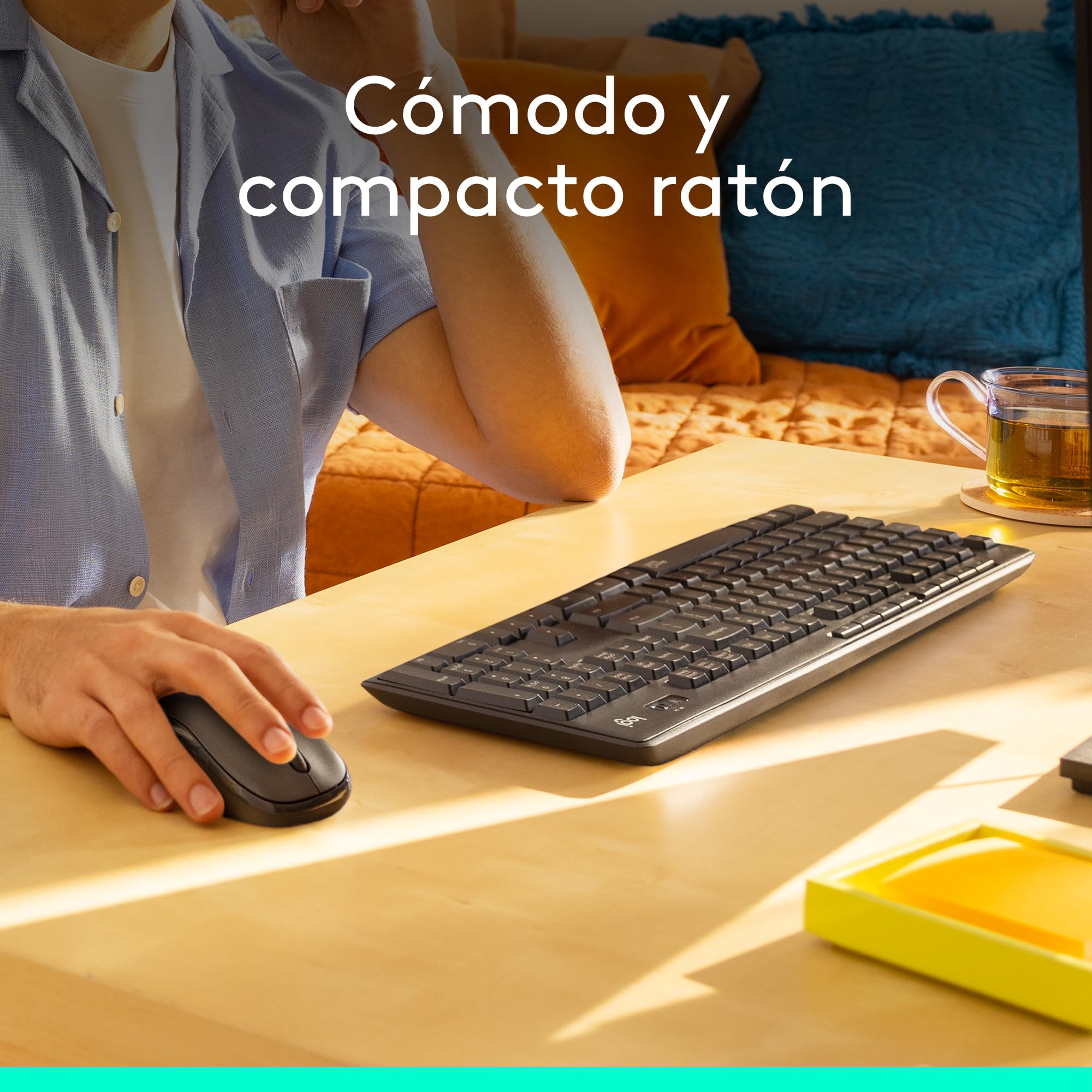 Logitech MK295 Silent Combinación de Teclado y Ratón Inalámbricos con SilentTouch, Seguimiento Óptico, Tecnología Inalámbrica sin Demoras, 90% Menos de Ruido, QWERTY Español, Negro