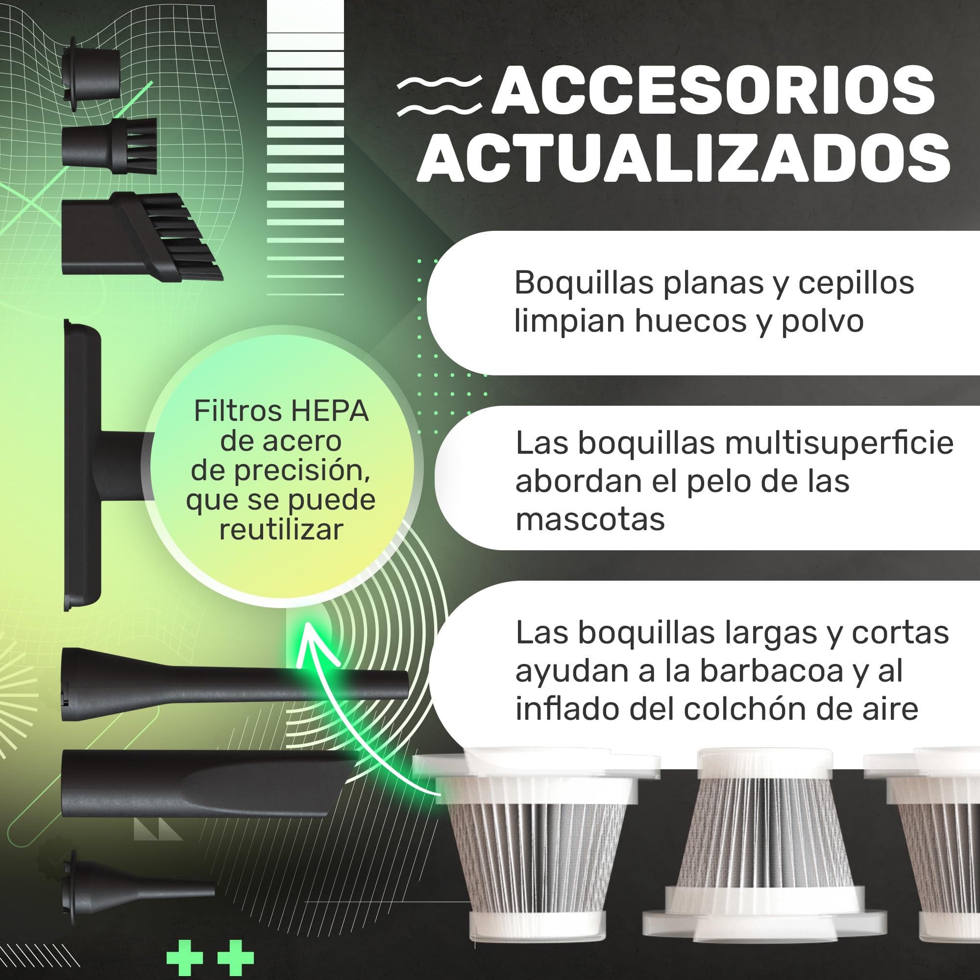 BUNIK aspiradora de Mano para Coche | Aspirador sin Cable con 21000Pa y soplador Aire Potente, Ideal para Coche, hogar y Mascota | Ligero, Potente, hasta 37 Minutos