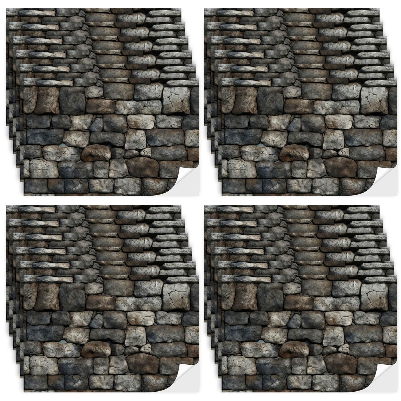 Flutesan 12 Pcs Miniature Dollhouse Wallpaper and Flooring Peel and Stick Mini DIY Self Adhesive Dollhouse Accessories 8.27 x 11.69 Inch (Stone