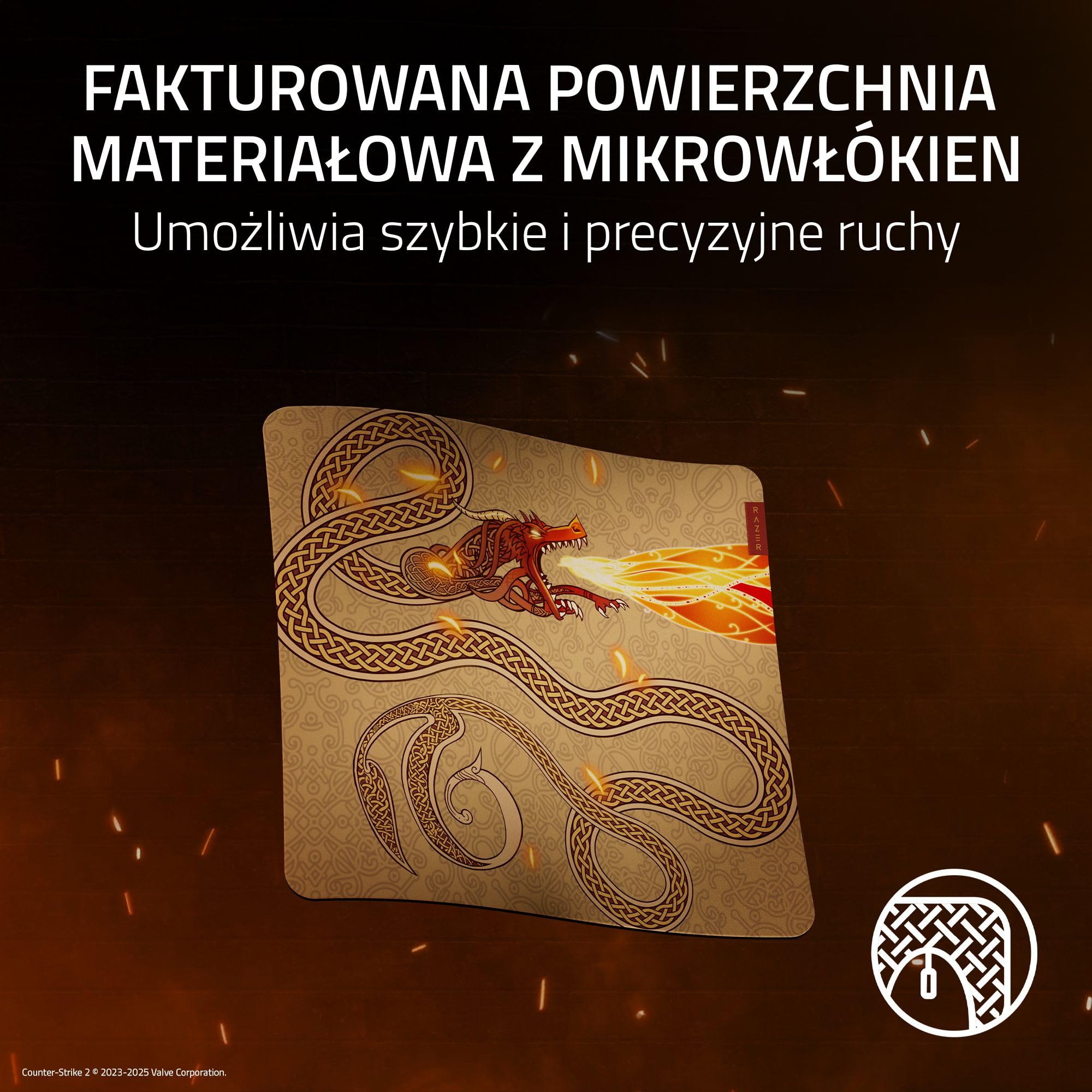 Razer Gigantus V2 L Counter-Strike 2 Dragon Lore - Miękka podkładka pod mysz do gier zapewniająca optymalną kontrolę - Teksturowana mikrowłóknina - 450 x 400 x 3 mm | Dragon Lore