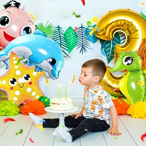 Miniatura 4 de 8 globos grandes de animales marinos (20-30 pulgadas) para decoración de fiestas temáticas bajo el mar globos de aluminio de pulpo, tiburón, pez,