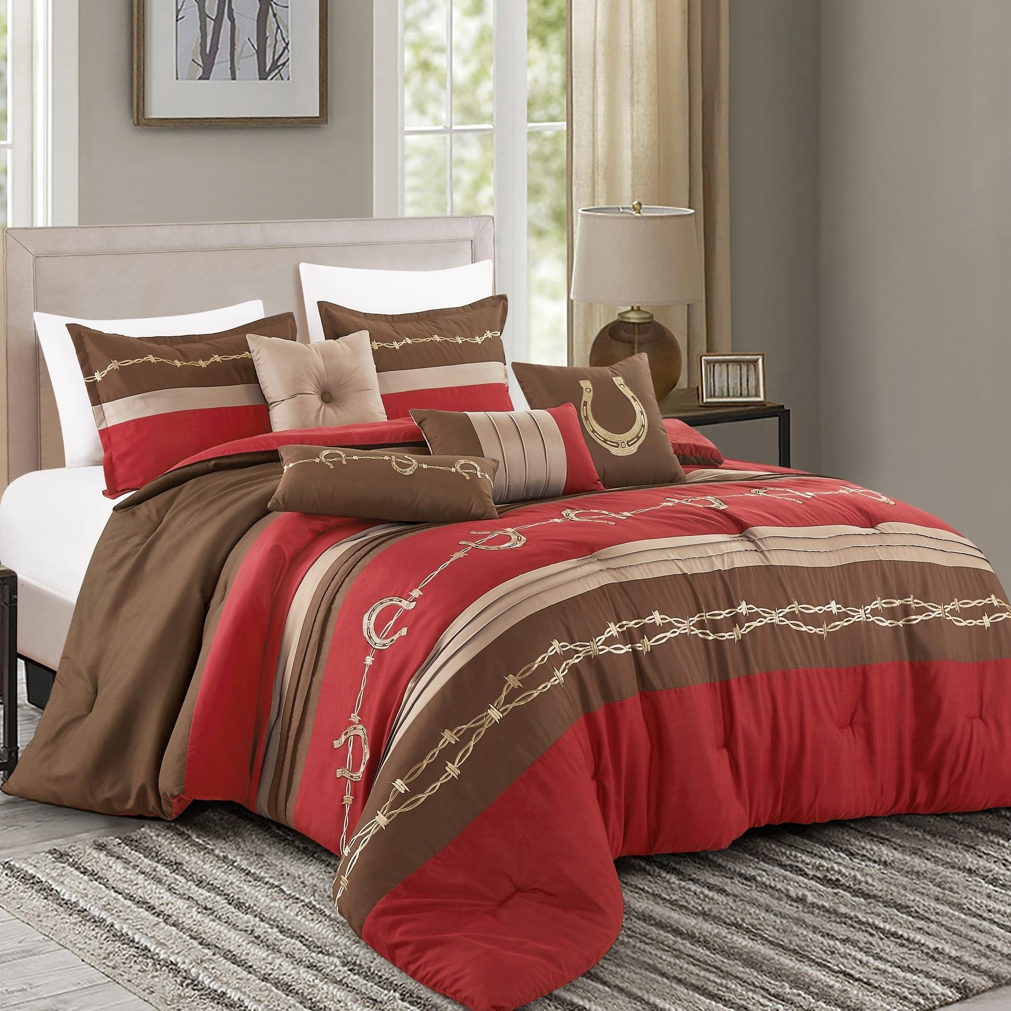 Jiera Luxury 7 Piece Comforter Queen