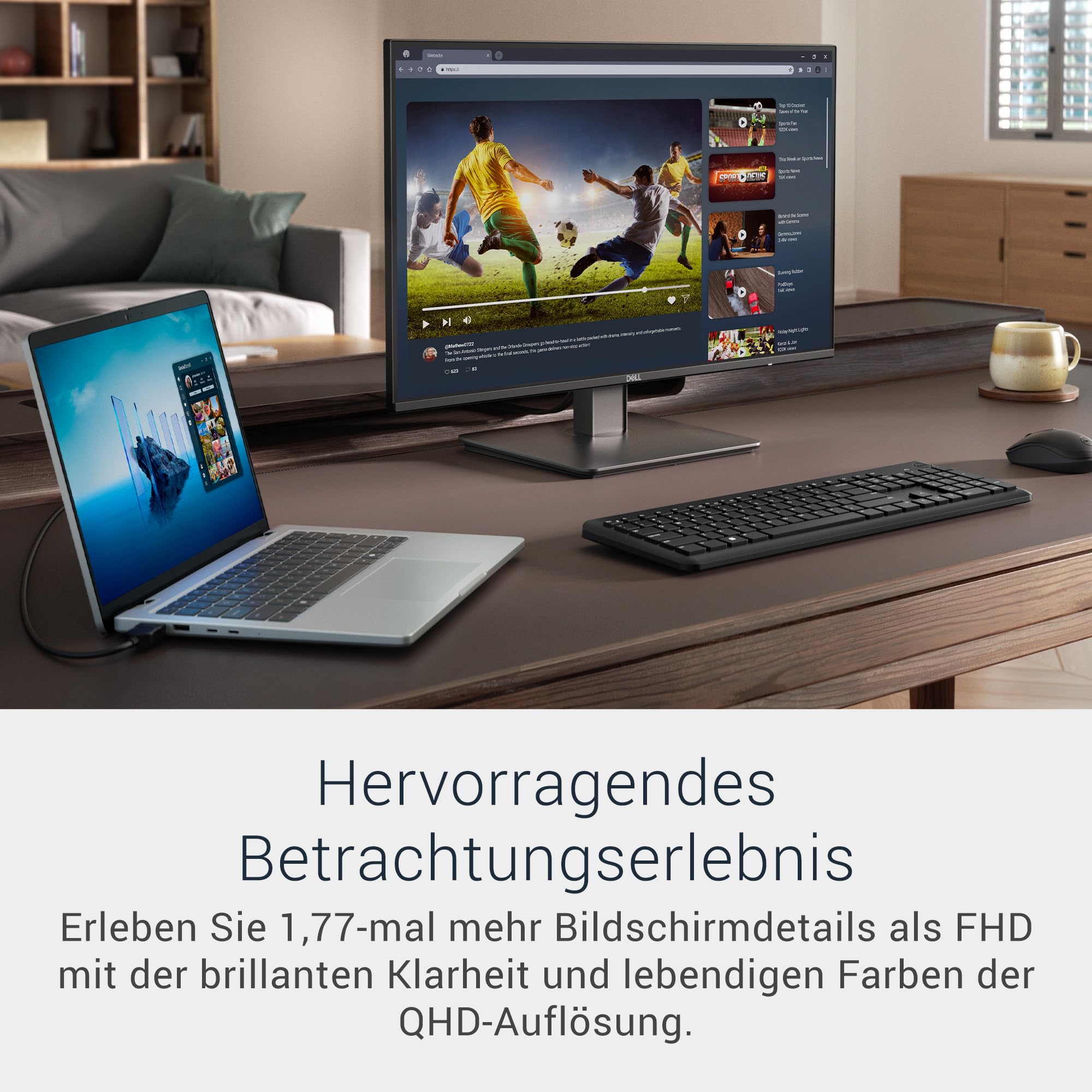 Dell 27 Monitor - SE2726D, QHD (2560x1440), 144Hz, IPS, 1ms MPRT, AMD FreeSync, 99% sRGB, VESA (100x100mm), DisplayPort, HDMI, 3 Jahre Garantie, Schwarz