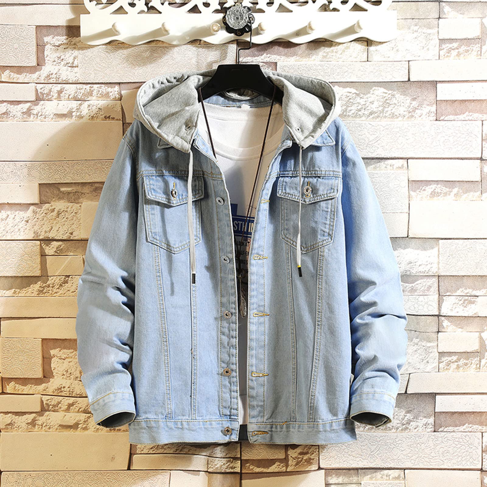 Giacca di Jeans da Uomo, Giacca Uomo Primaverile, Estivo Casual Denim Giacca Moto Slim Fit Jacket Uomo Primavera/Estate/Autunno Maniche Lunghe Giubbino Sportiva Giacca da Lavoro Giacca da Camionista