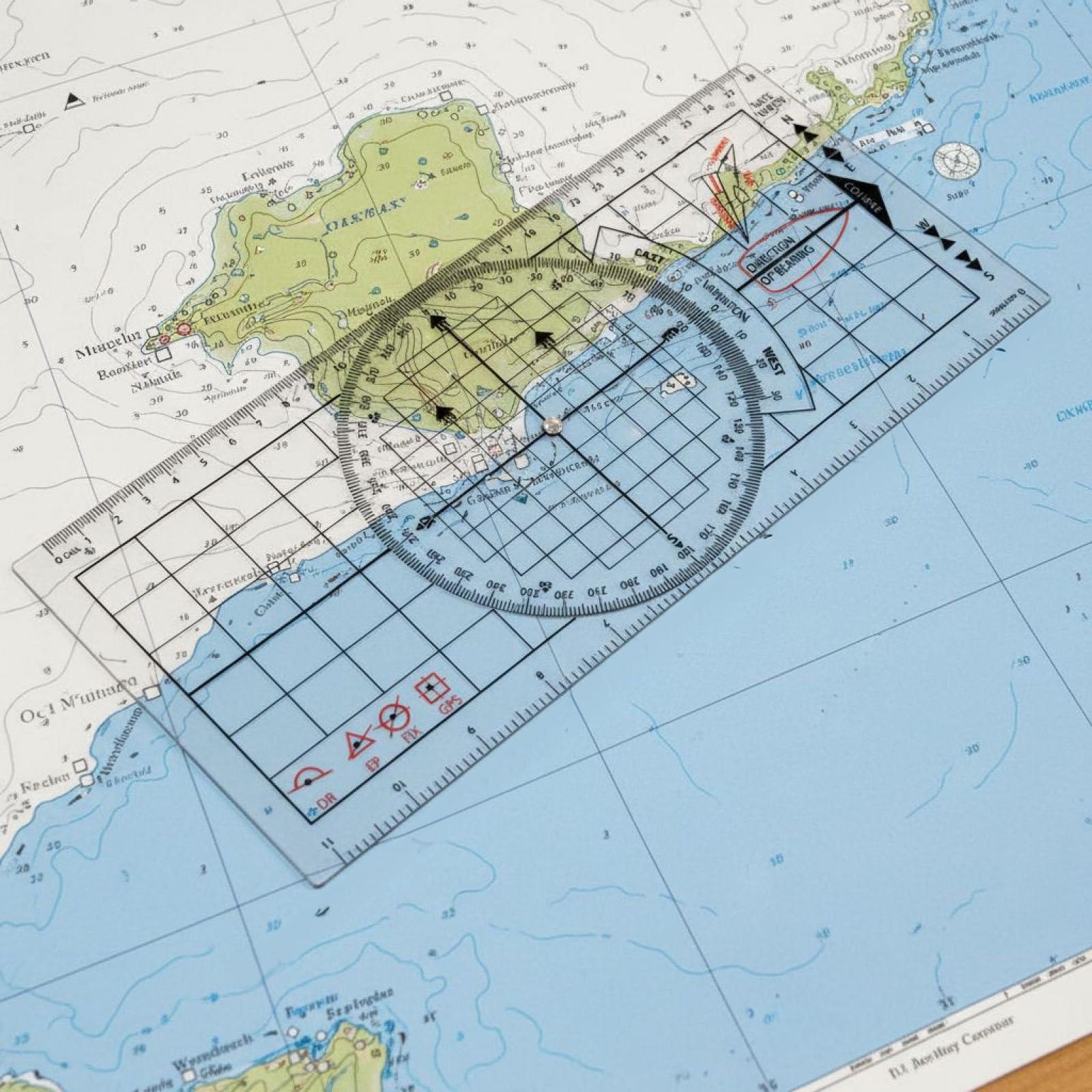 Nautisches Kartenplott-Set, 3-teiliges Marine-Navigationswerkzeug-Set mit Winkelmesser, Trennwand und Lineal, für Bootfahren und Segeln, Zeichenzubehör im Lieferumfang enthalten
