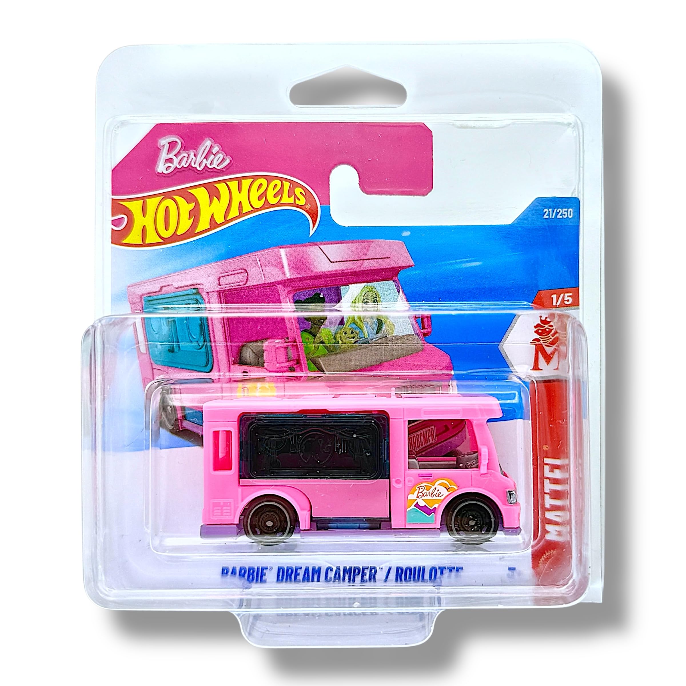 Hot Wheels - Barbie Dream Camper - HW Mattel seria 1/5 - JJH96 - Short Card - Pink Camping Bus 21/250 - Mattel 2026-1:64 - Artykuł kolekcjonerski
