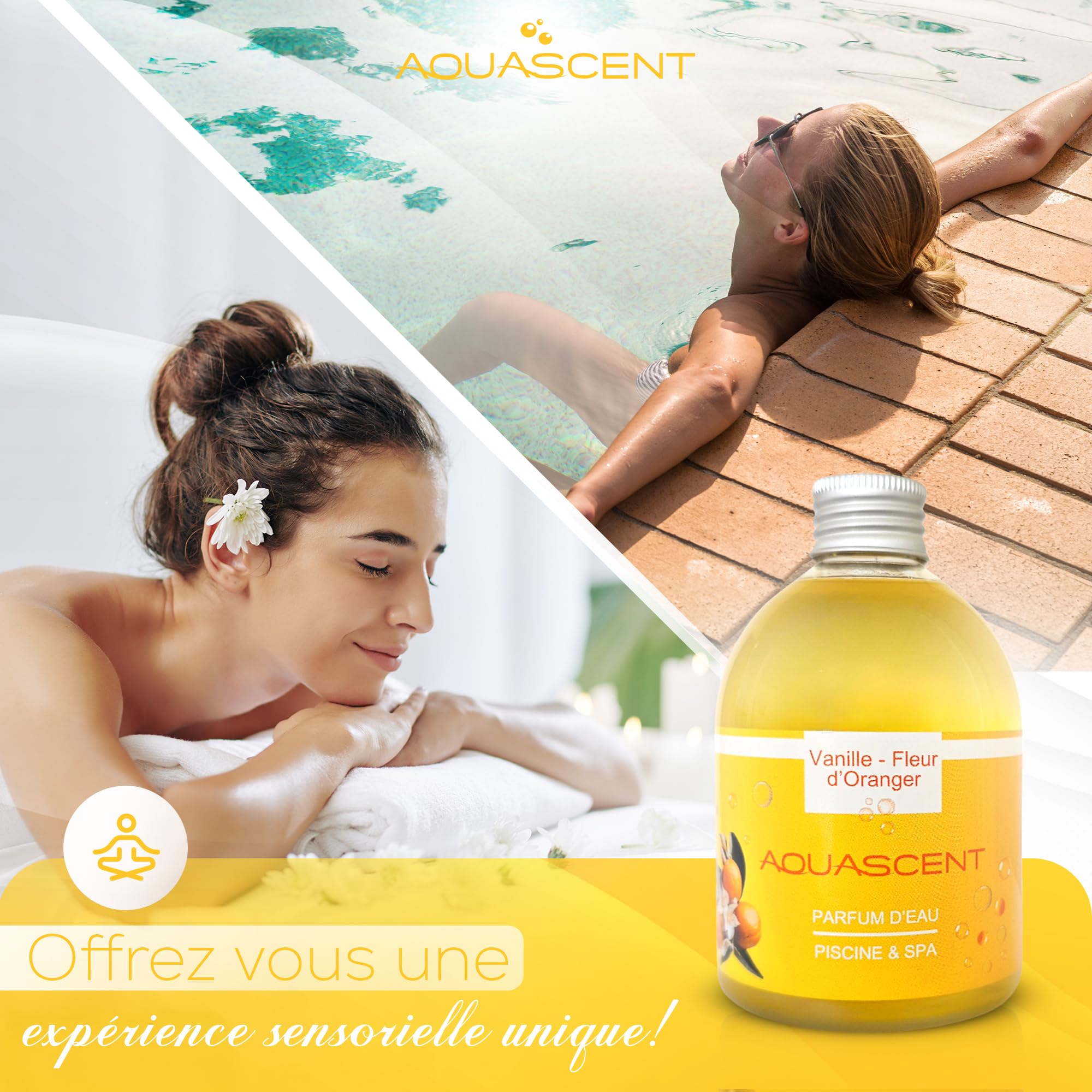 Parfum Piscine et Spa Vanille Fleur D'ORANGER- Concentré 250ml : élimine Les odeurs, préserve l'eau Claire, sans Alcool ni Colorant. Fabriqué en France. Compatible Sel & Chlore