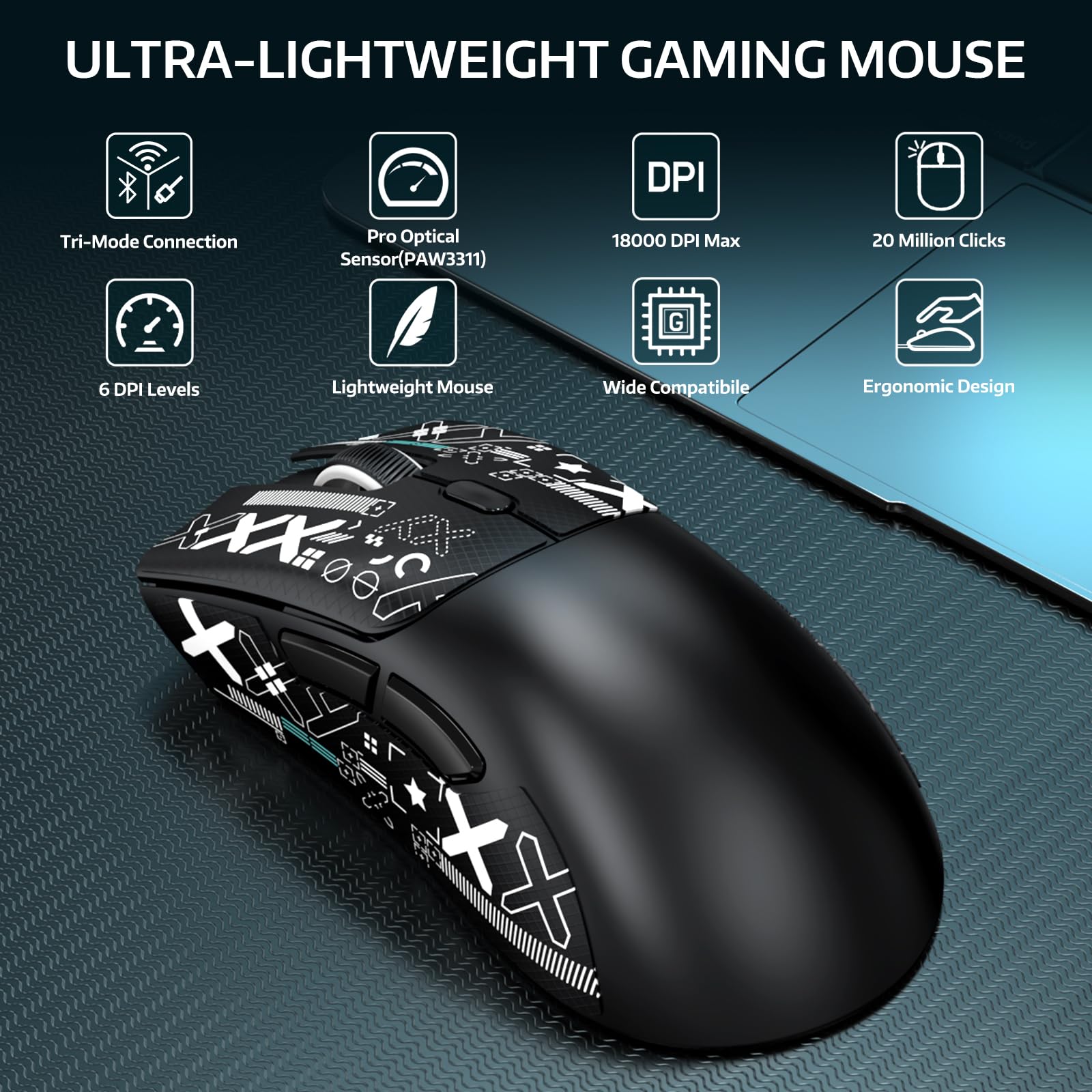 MAMBASNAKE x Attack Shark R1 59g Tri-mode lightweight Wireless