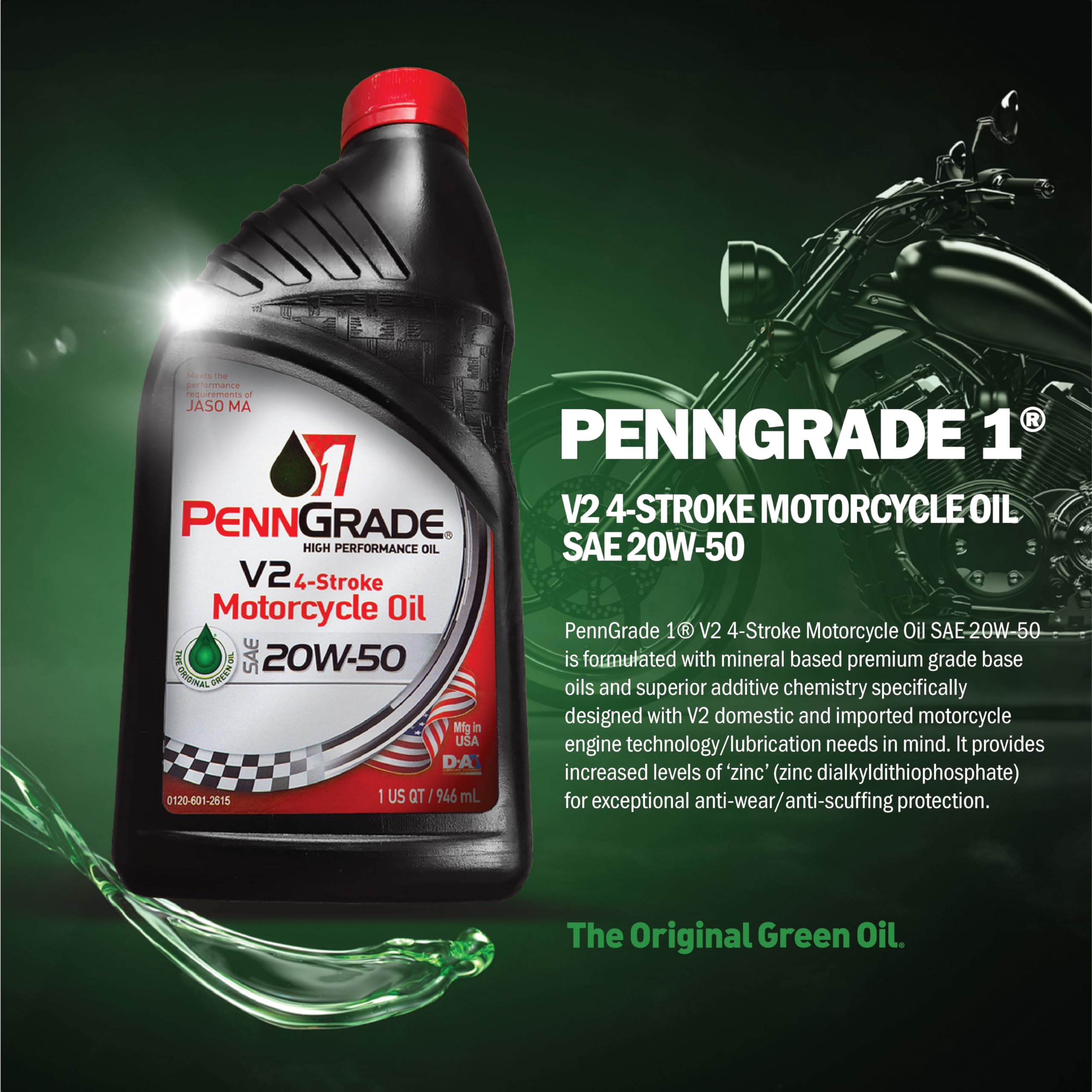 PENN GRADEオイル SAE20W-50　4本セット Amazon.com: PENN GRADE 1 V2 4-Stroke Motorcycle Oil SAE 20W-50 (6