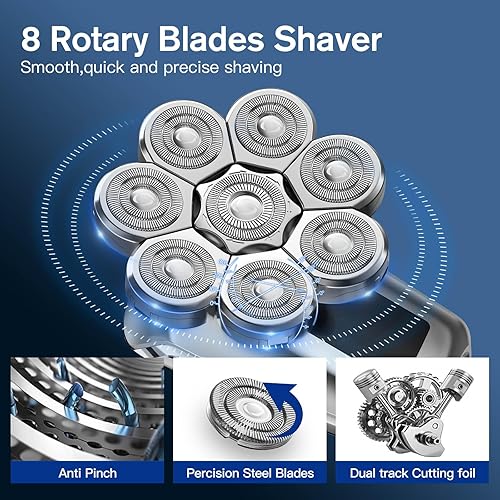 Miniatura 6 de Mr.wintek Cabezales de repuesto para afeitadora eléctrica calva para hombres (8D plateado)