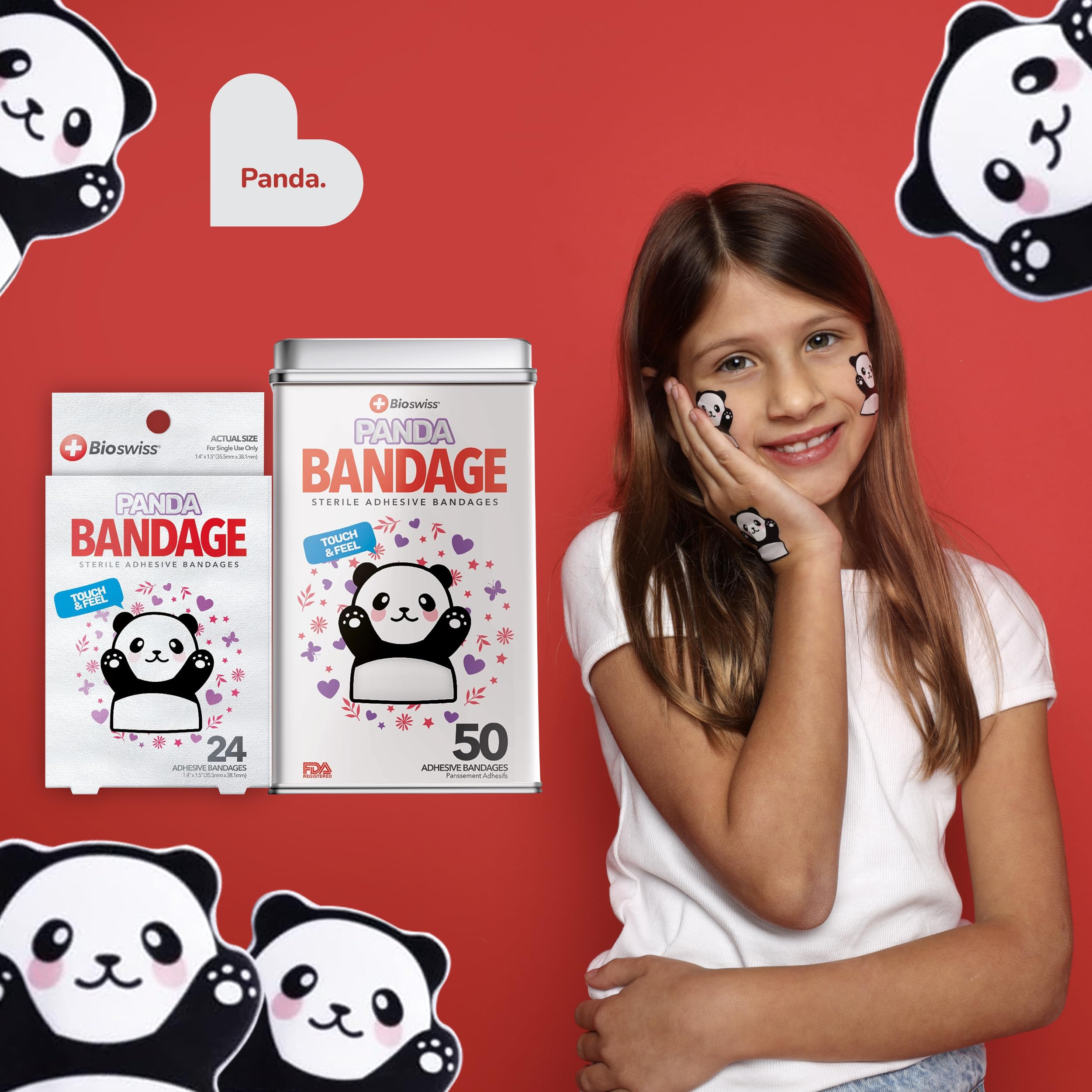 BioSwiss Bandaids für Kinder, 50 Stück sterile einzigartige Form, bunt, lustig, niedlich, Mädchen und Jungen, Erwachsene Erste Hilfe, schützen Kratzer und Schnitte, Wohlbefinden für alle