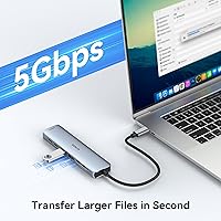 Vista 5 de Adaptador HDMI USB C Hub para MacBook Pro/Air, MOKiN 7 en 1 USB C Dongle con HDMI, lector de tarjetas SD/TF, puerto de datos USB C, 100 W PD y 2 USB